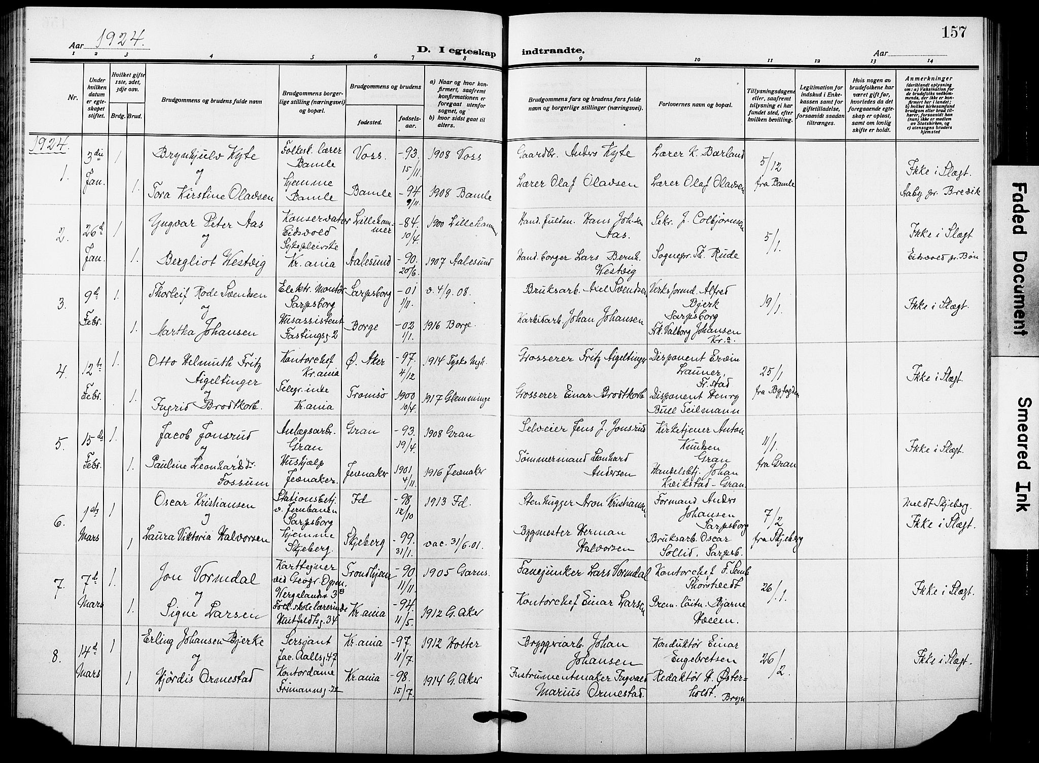 Garnisonsmenigheten Kirkebøker, AV/SAO-A-10846/F/Fa/L0016: Ministerialbok nr. 16, 1922-1930, s. 157