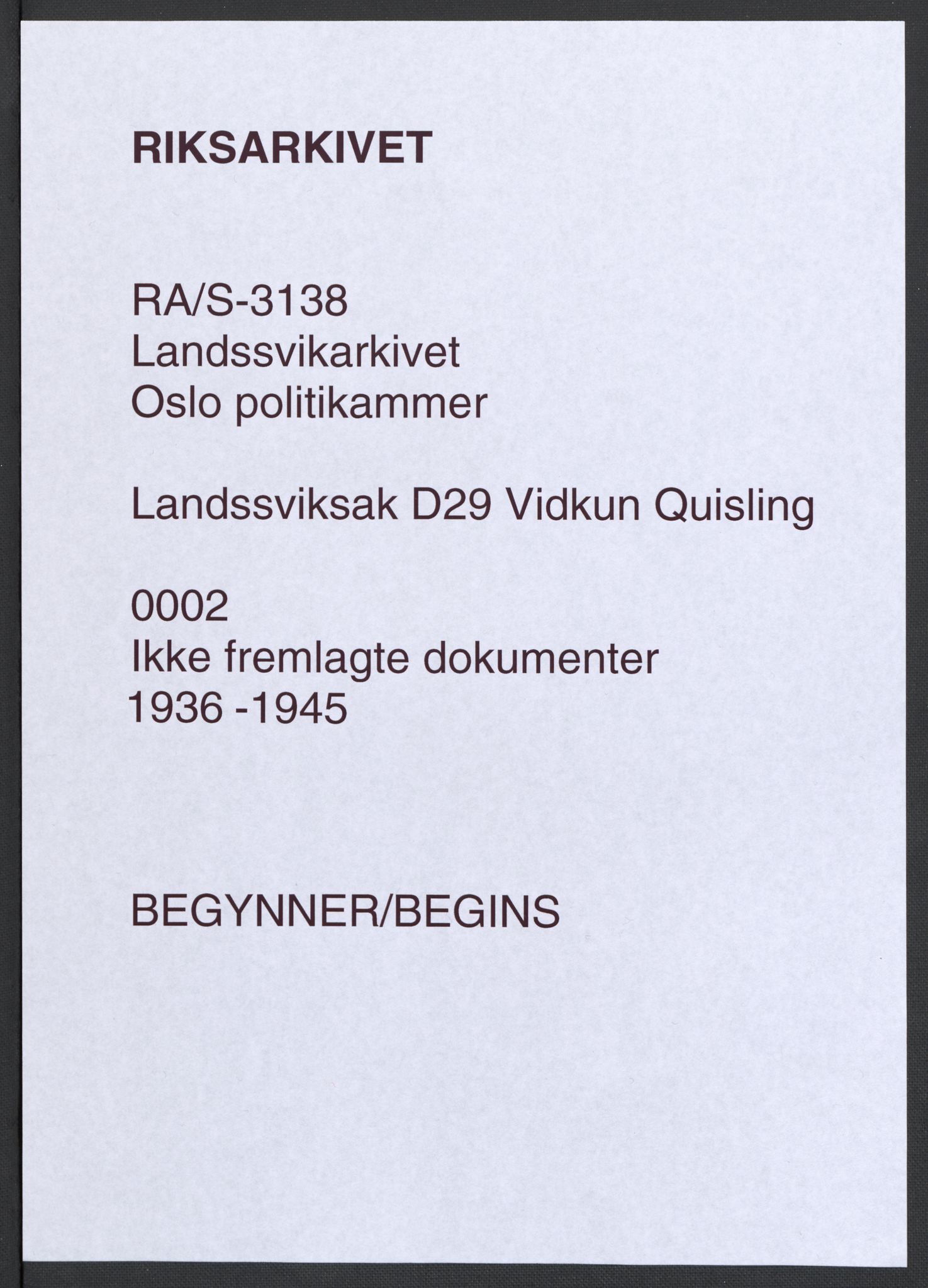 Landssvikarkivet, Oslo politikammer, RA/S-3138-01/D/Da/L0003: Dnr. 29, 1945, s. 1016