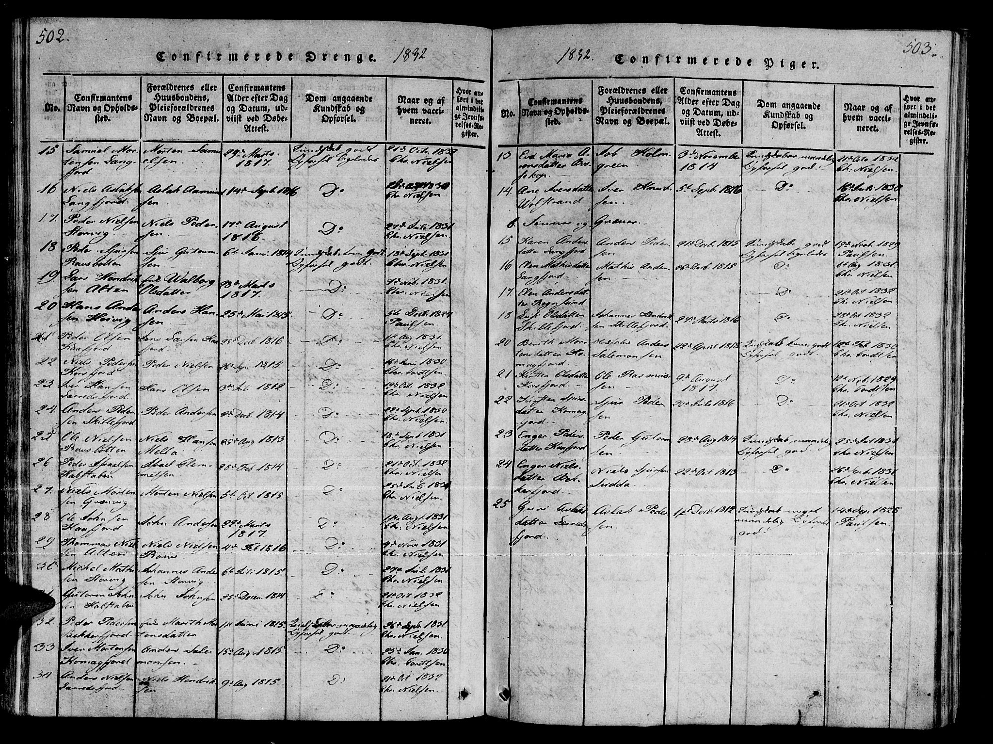 Talvik sokneprestkontor, SATØ/S-1337/H/Ha/L0008kirke: Ministerialbok nr. 8, 1821-1837, s. 502-503