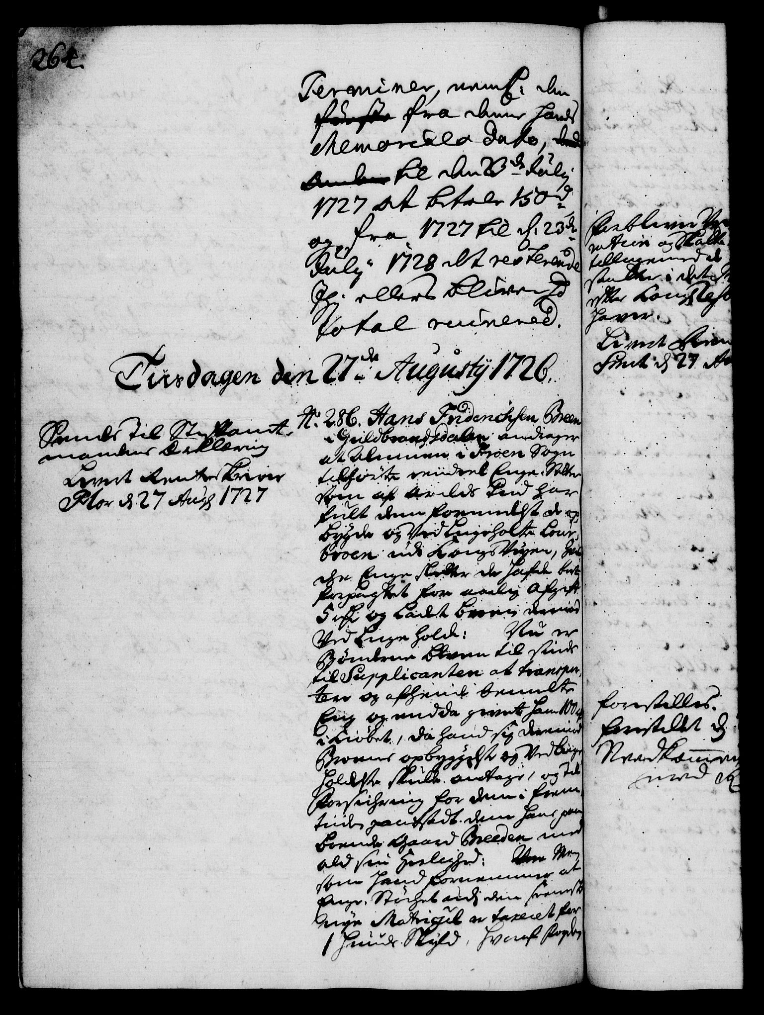 Rentekammeret, Kammerkanselliet, AV/RA-EA-3111/G/Gh/Gha/L0008: Norsk ekstraktmemorialprotokoll (merket RK 53.53), 1725-1726, s. 264