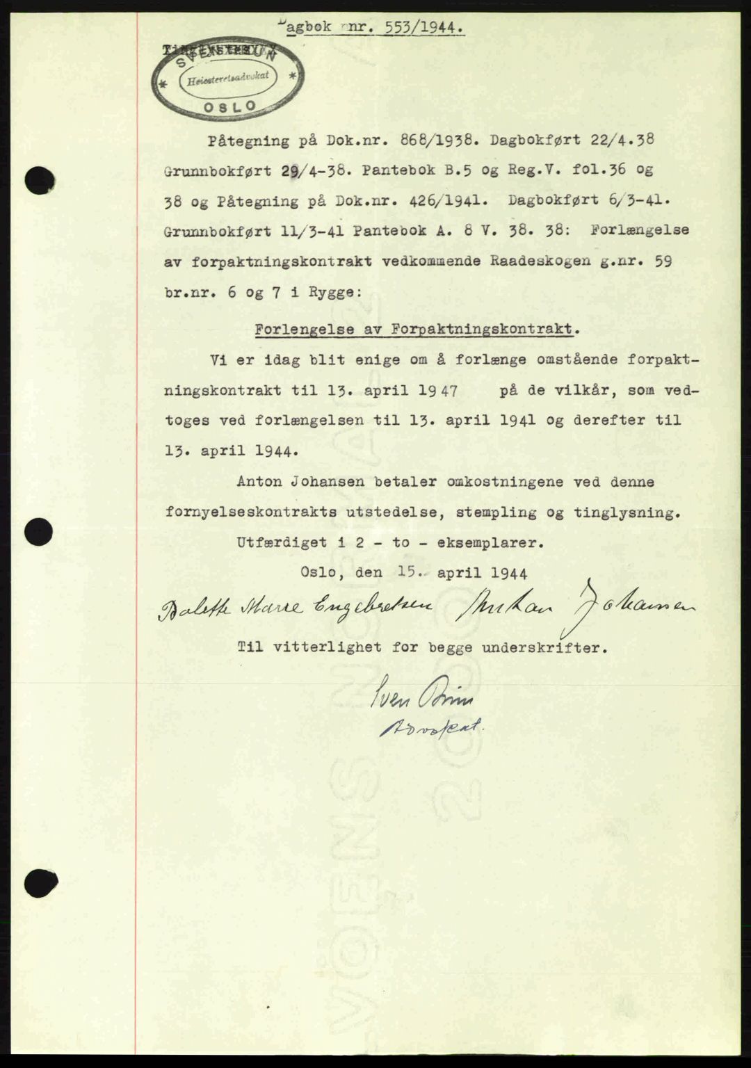 Moss sorenskriveri, SAO/A-10168: Pantebok nr. A12, 1943-1944, Dagboknr: 553/1944