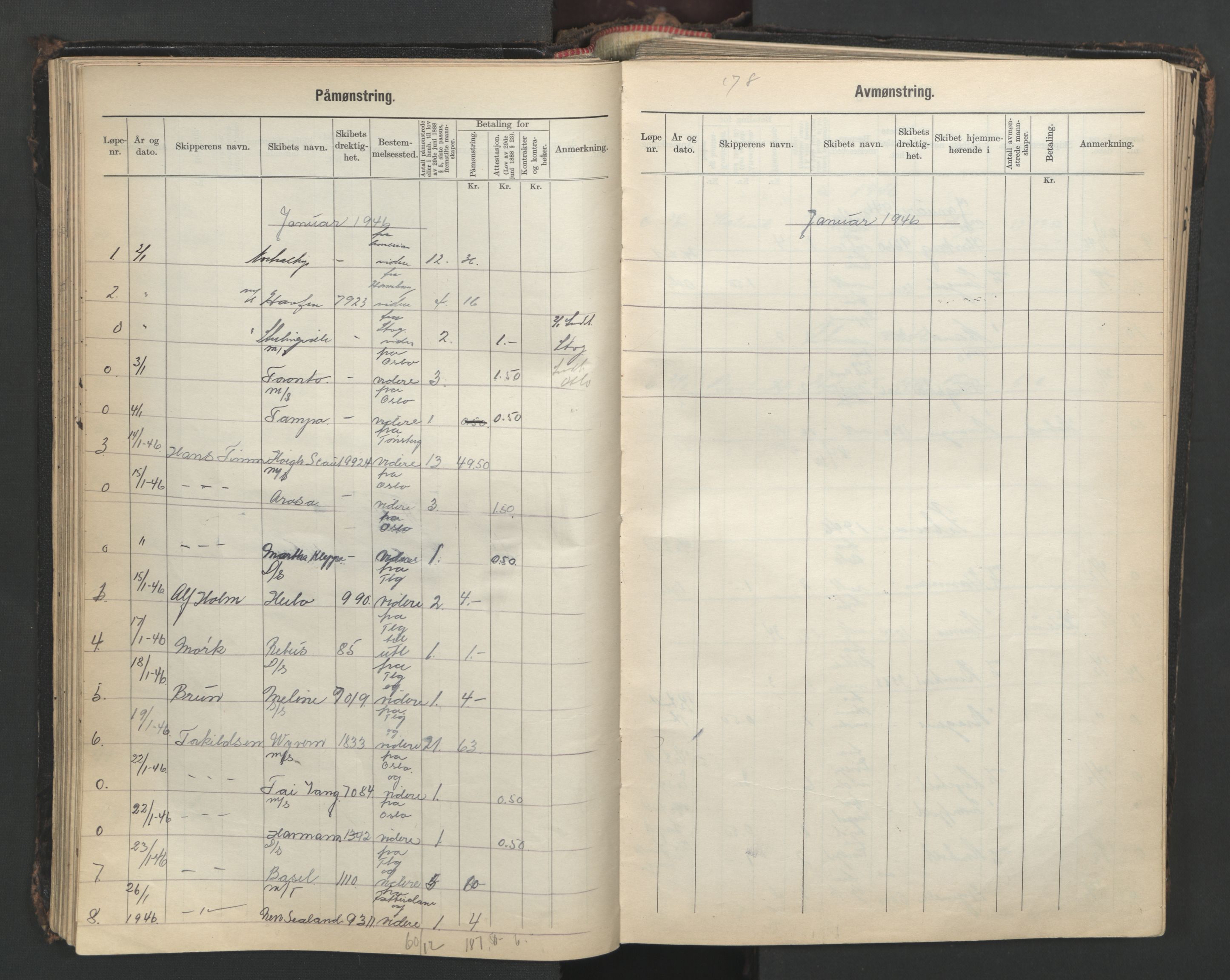 Tønsberg innrulleringskontor, AV/SAKO-A-786/H/Ha/L0009: Mønstringsjournal, 1939-1955, s. 78