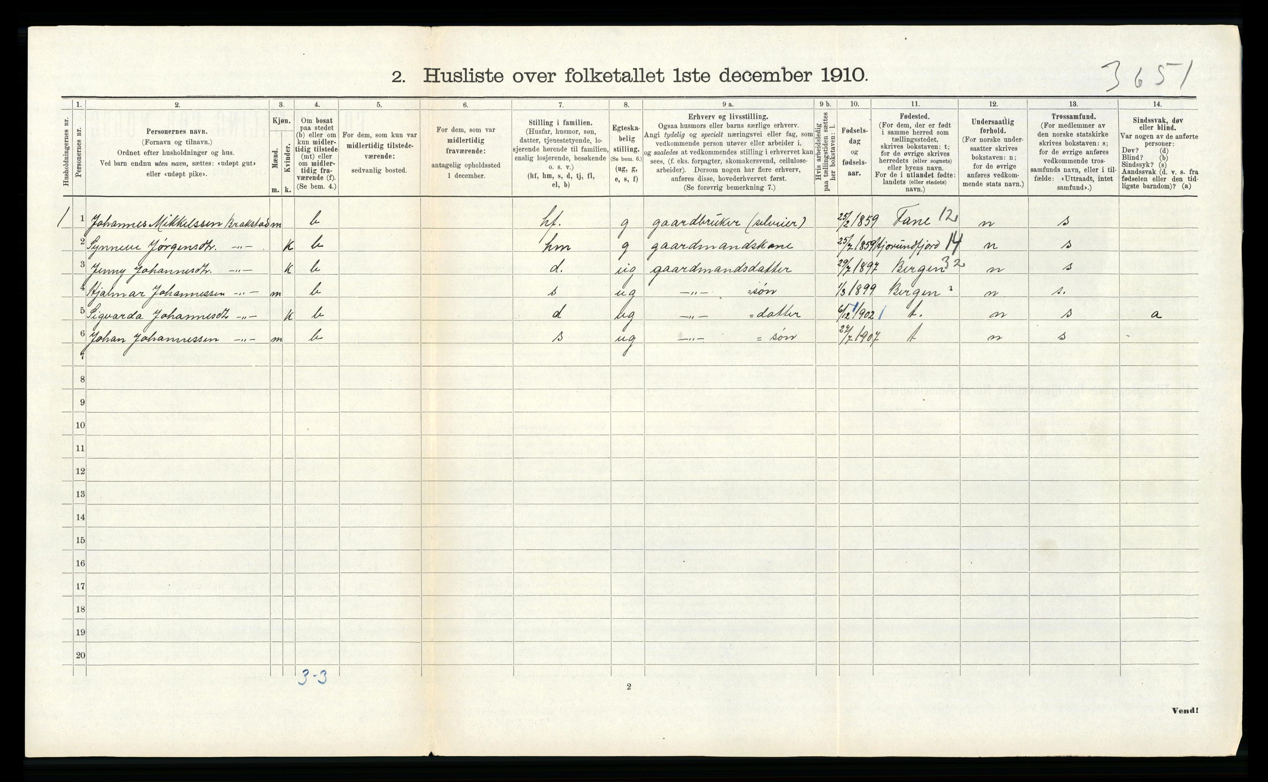 RA, Folketelling 1910 for 1257 Alversund herred, 1910, s. 155