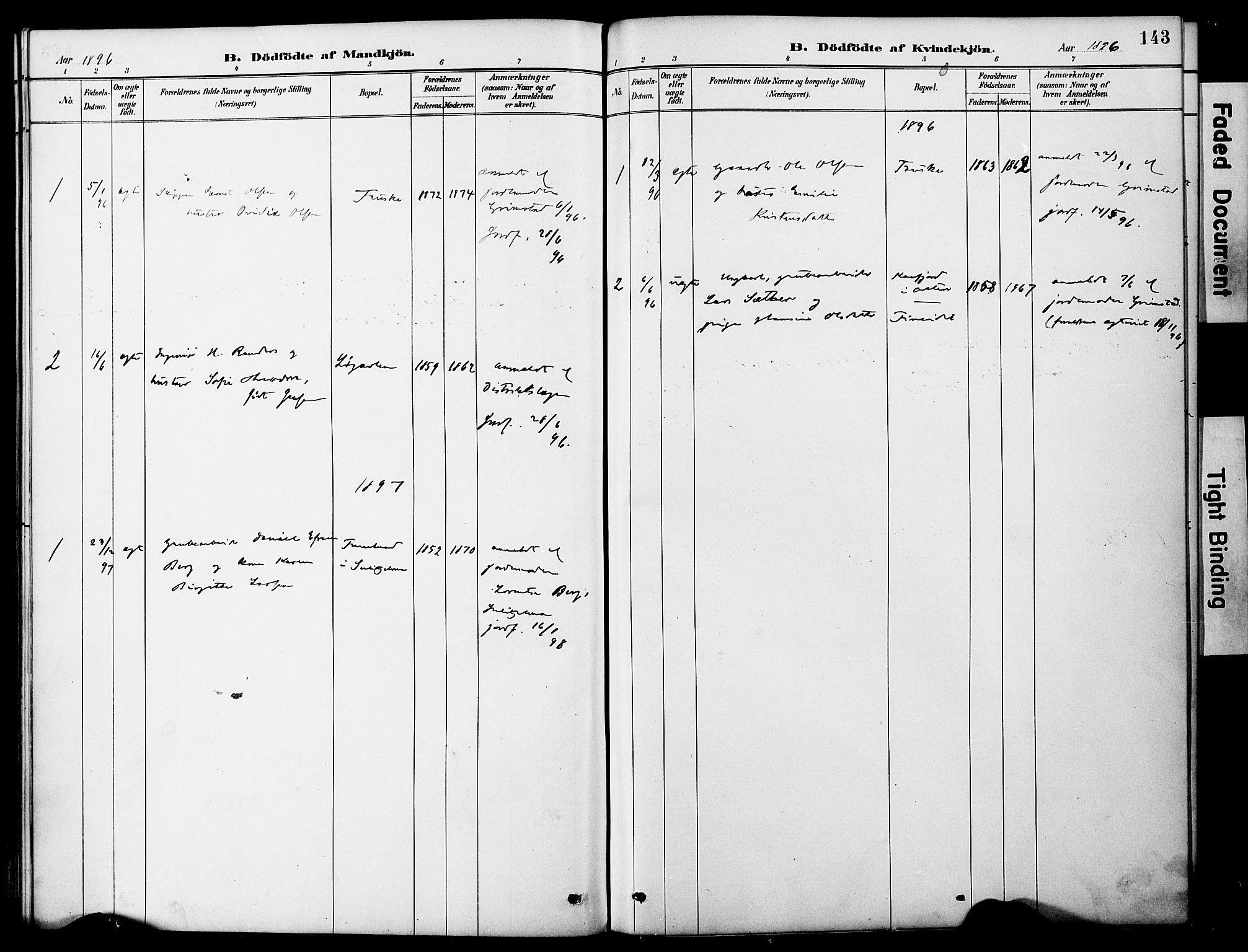 Ministerialprotokoller, klokkerbøker og fødselsregistre - Nordland, SAT/A-1459/849/L0690: Ministerialbok nr. 849A02, 1890-1897, s. 143