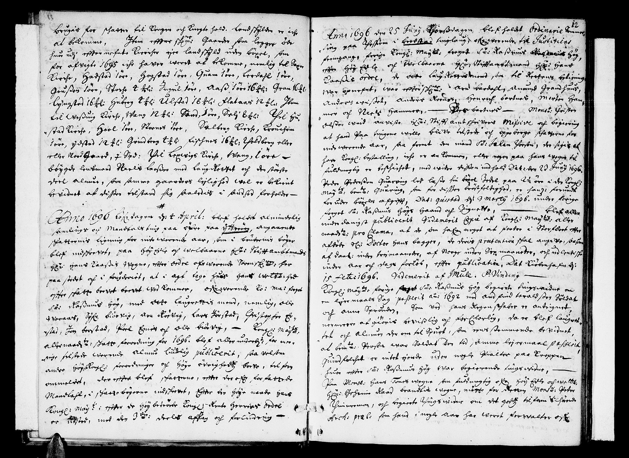 Inderøy sorenskriveri, AV/SAT-A-4147/1/1/1A/L0003: Tingbok, 1696-1699, s. 11b-12a