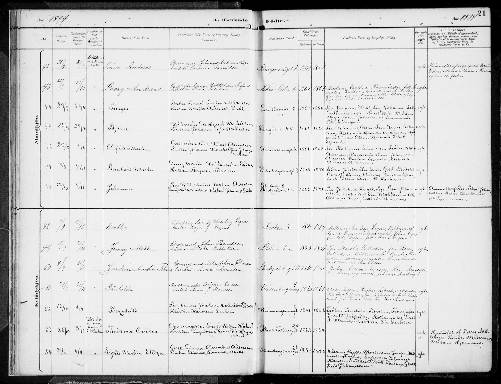 Mariakirken Sokneprestembete, AV/SAB-A-76901/H/Hab/L0005: Klokkerbok nr. A 5, 1893-1913, s. 21
