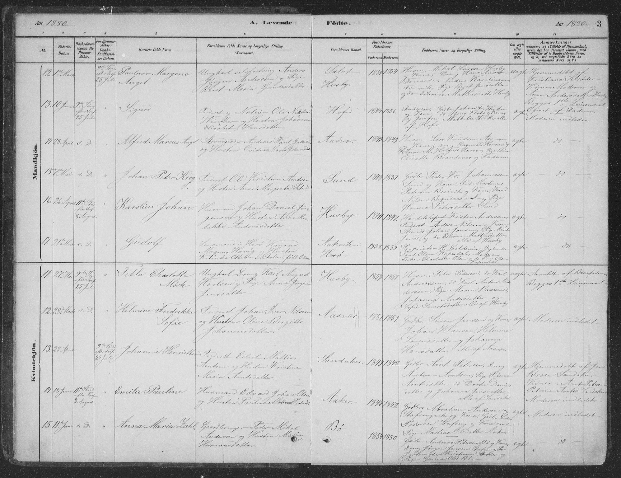 Ministerialprotokoller, klokkerbøker og fødselsregistre - Nordland, SAT/A-1459/835/L0532: Klokkerbok nr. 835C04, 1880-1905, s. 3