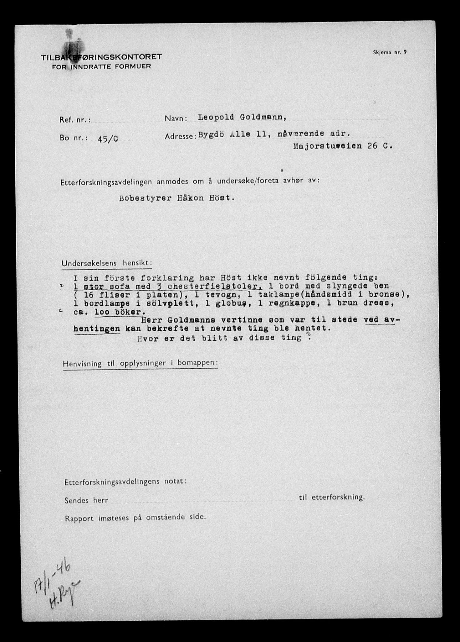 Justisdepartementet, Tilbakeføringskontoret for inndratte formuer, AV/RA-S-1564/H/Hc/Hcc/L0939: --, 1945-1947, s. 497