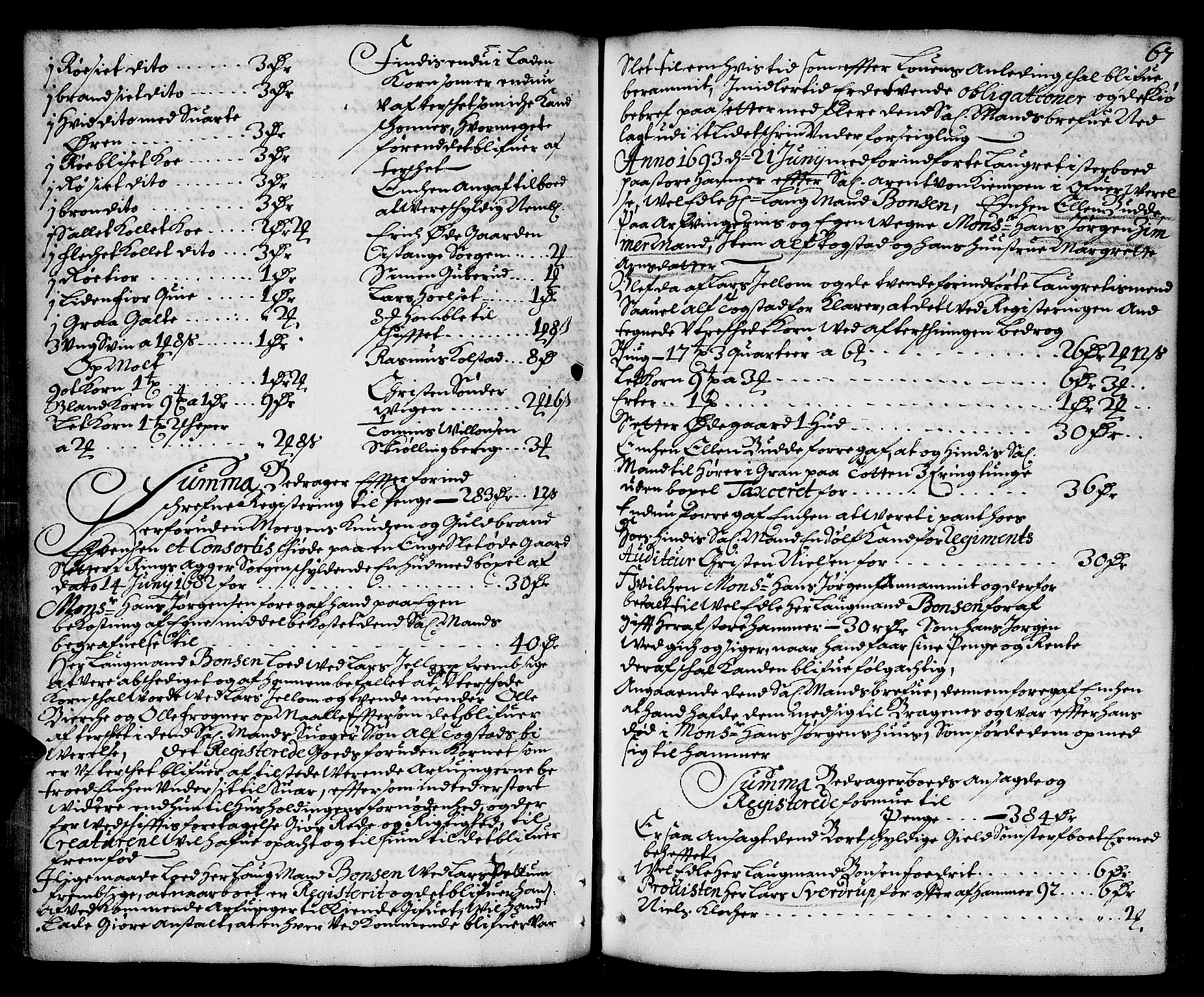 Hedemarken sorenskriveri, SAH/TING-034/J/Ja/L0002: Skifteprotokoll, 1693-1698, s. 66b-67a