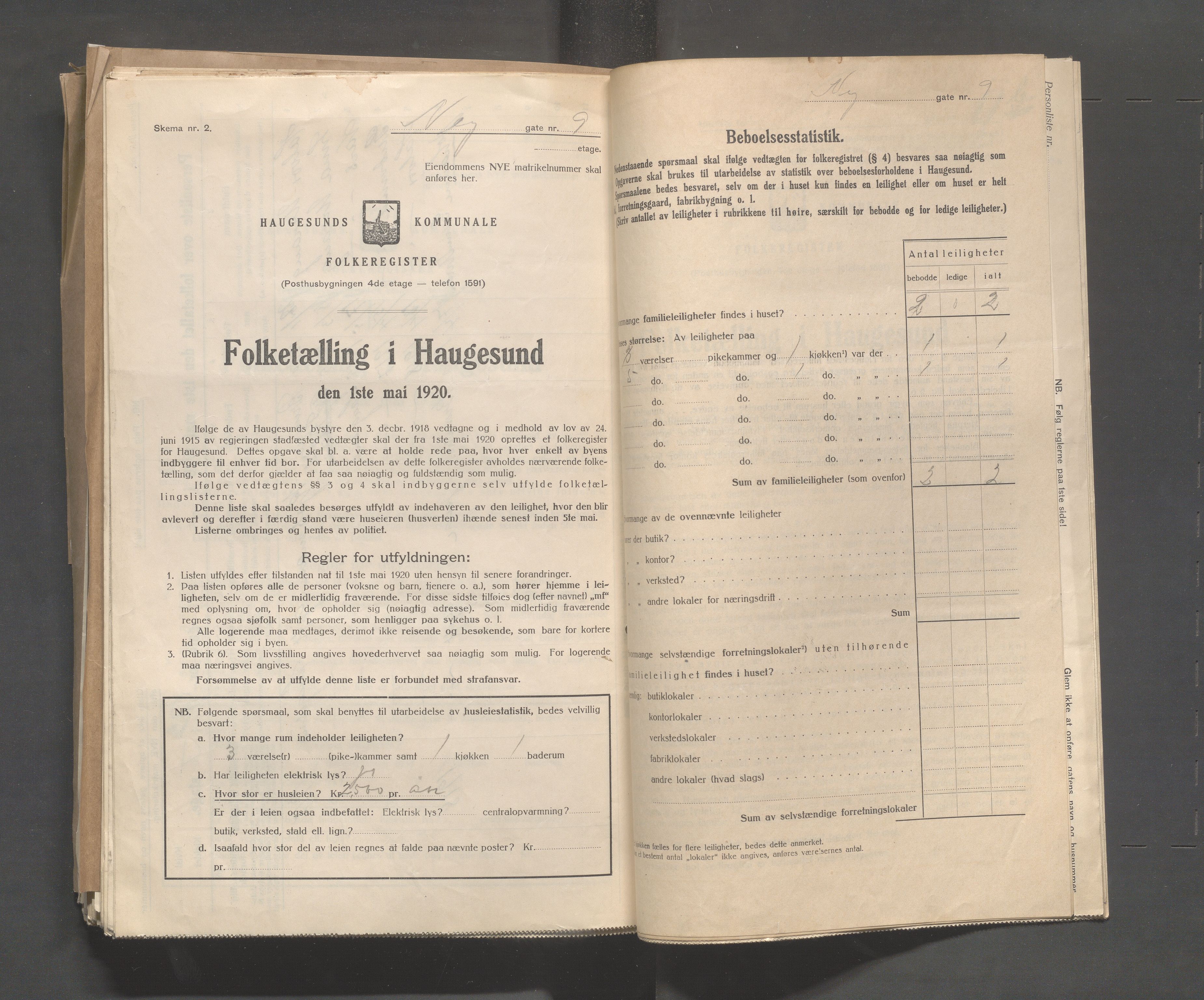 IKAR, Kommunal folketelling 1.5.1920 for Haugesund, 1920, s. 3026