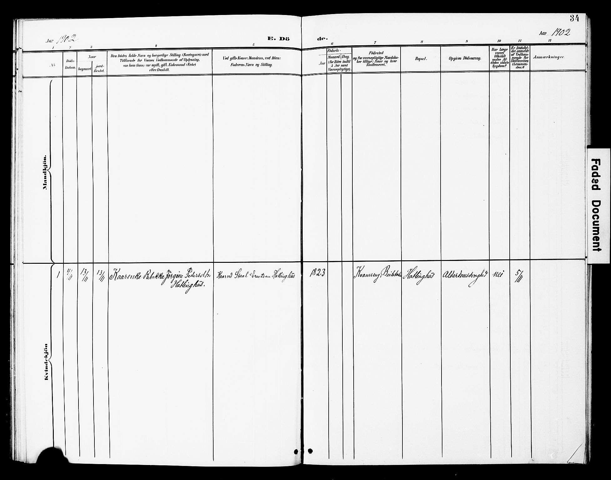 Ministerialprotokoller, klokkerbøker og fødselsregistre - Nord-Trøndelag, SAT/A-1458/748/L0464: Ministerialbok nr. 748A01, 1900-1908, s. 34