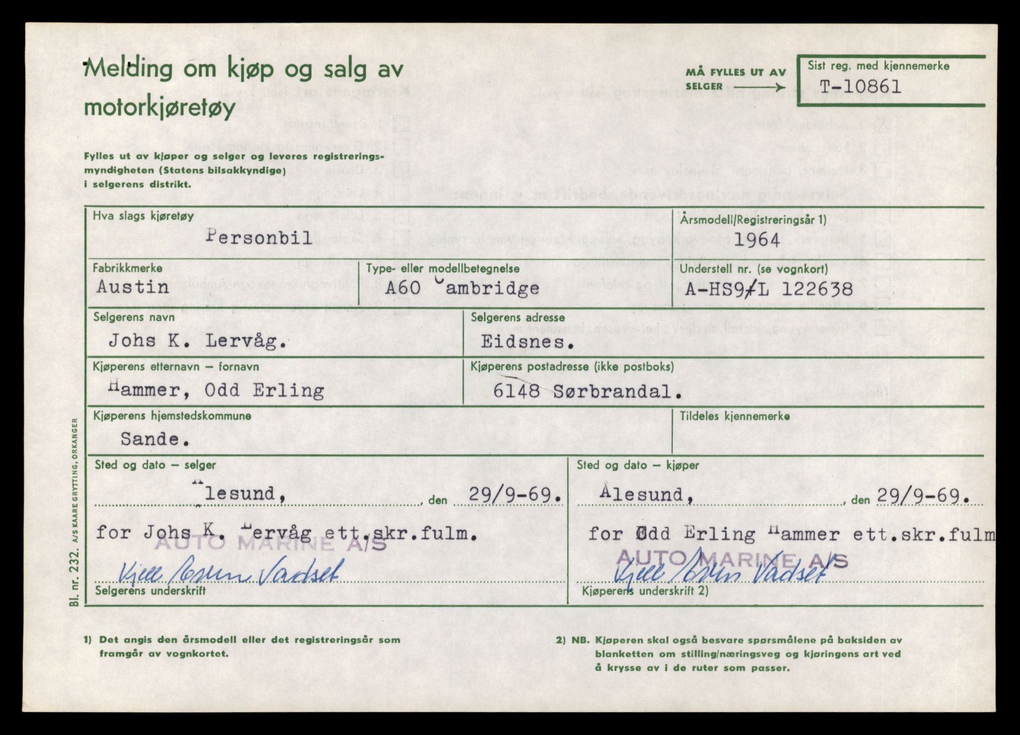 Møre og Romsdal vegkontor - Ålesund trafikkstasjon, SAT/A-4099/F/Fe/L0024: Registreringskort for kjøretøy T 10810 - T 10930, 1927-1998, s. 1402