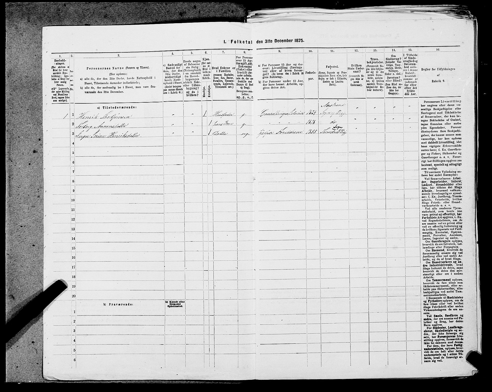 SAST, Folketelling 1875 for 1147L Avaldsnes prestegjeld, Avaldsnes sokn og Kopervik landsokn, 1875, s. 1707