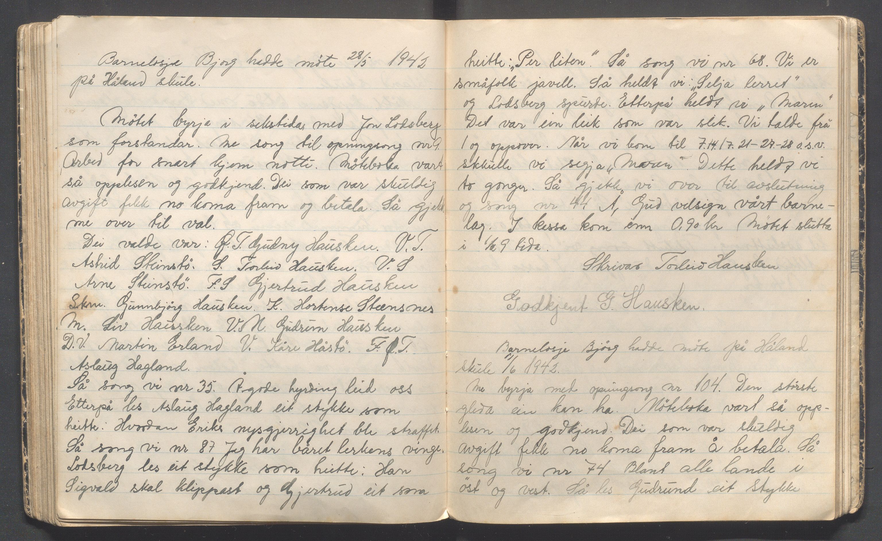 Karmøy kommune - PA 5, IOGT barnelosje «Bjørg» nr. 413 (Torvastad), IKAR/A-12/A/L0001: Møtebok for barnelosje "Bjørg" nr. 713, 1935-1946, s. 42