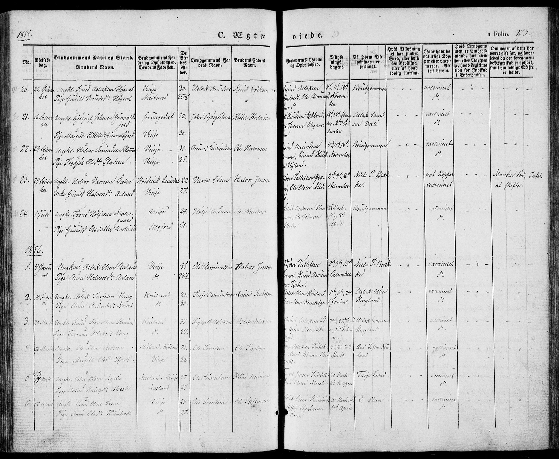 Vinje kirkebøker, AV/SAKO-A-312/F/Fa/L0004: Ministerialbok nr. I 4, 1843-1869, s. 275