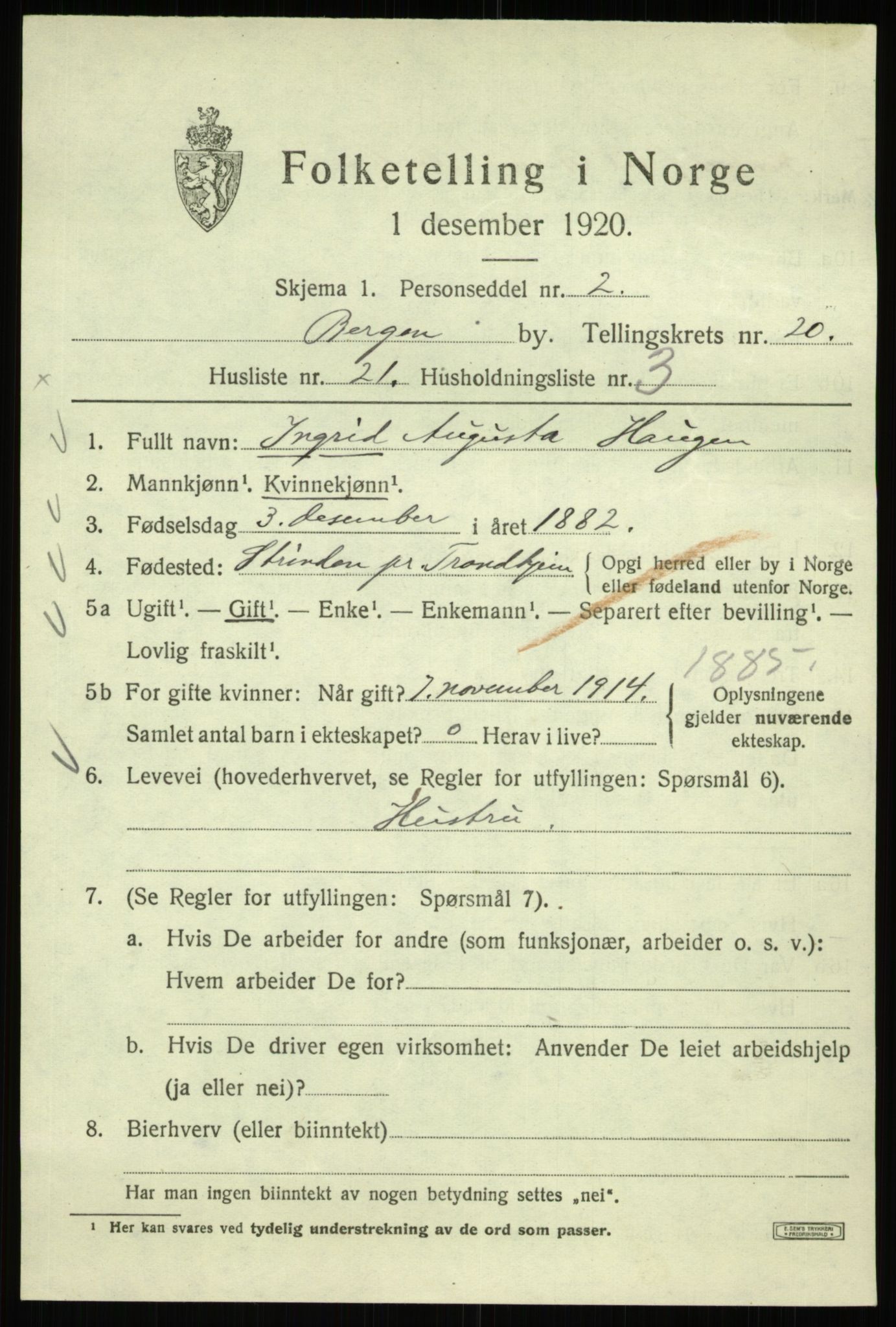 SAB, Folketelling 1920 for 1301 Bergen kjøpstad, 1920, s. 83786