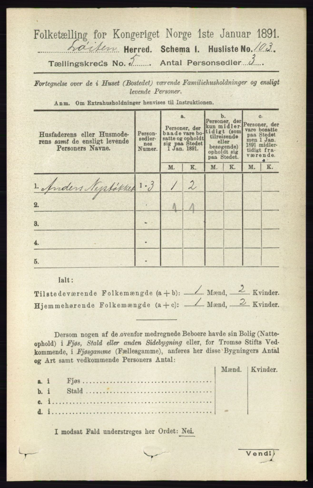 RA, Folketelling 1891 for 0415 Løten herred, 1891, s. 3408