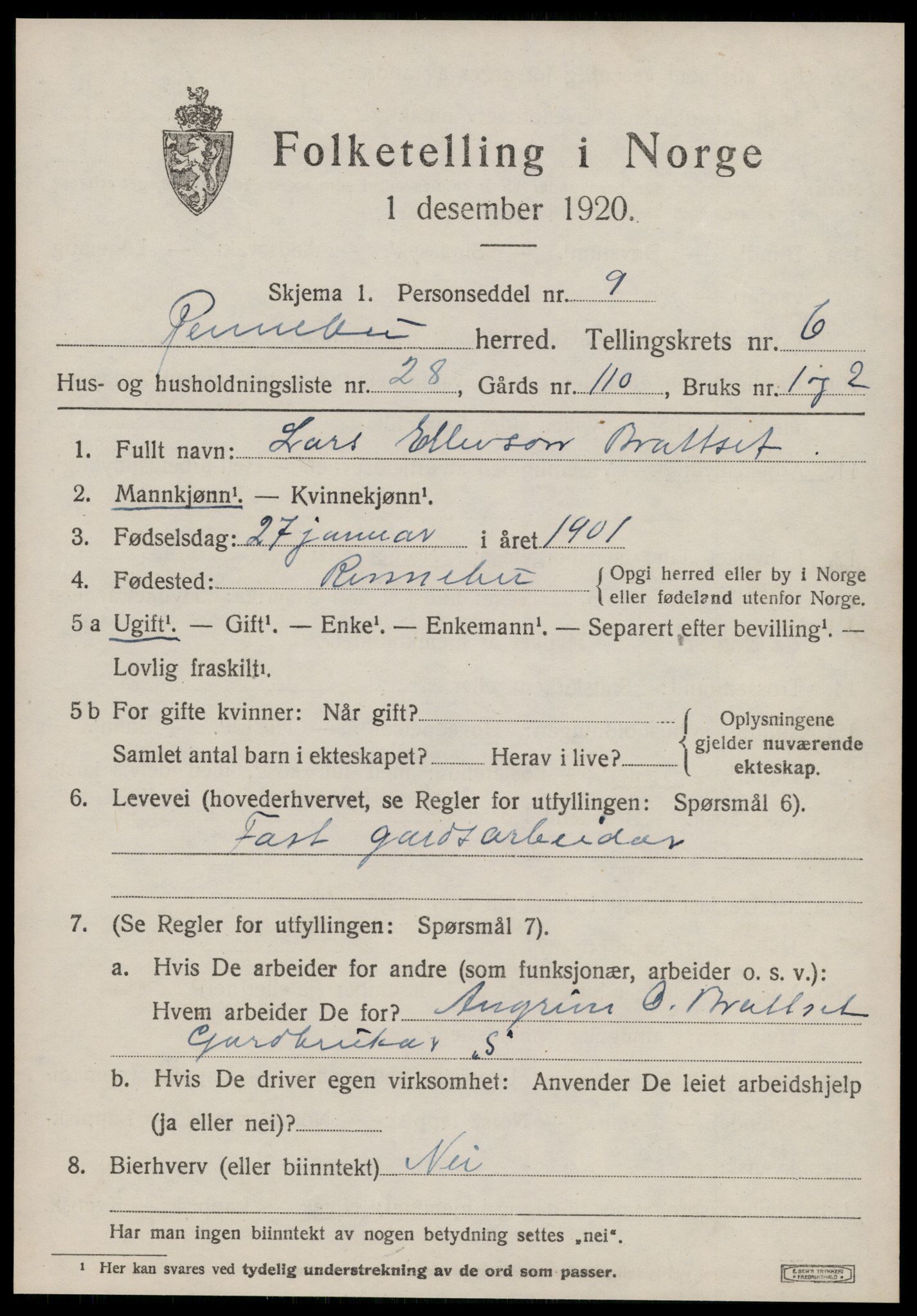 SAT, Folketelling 1920 for 1635 Rennebu herred, 1920, s. 4768
