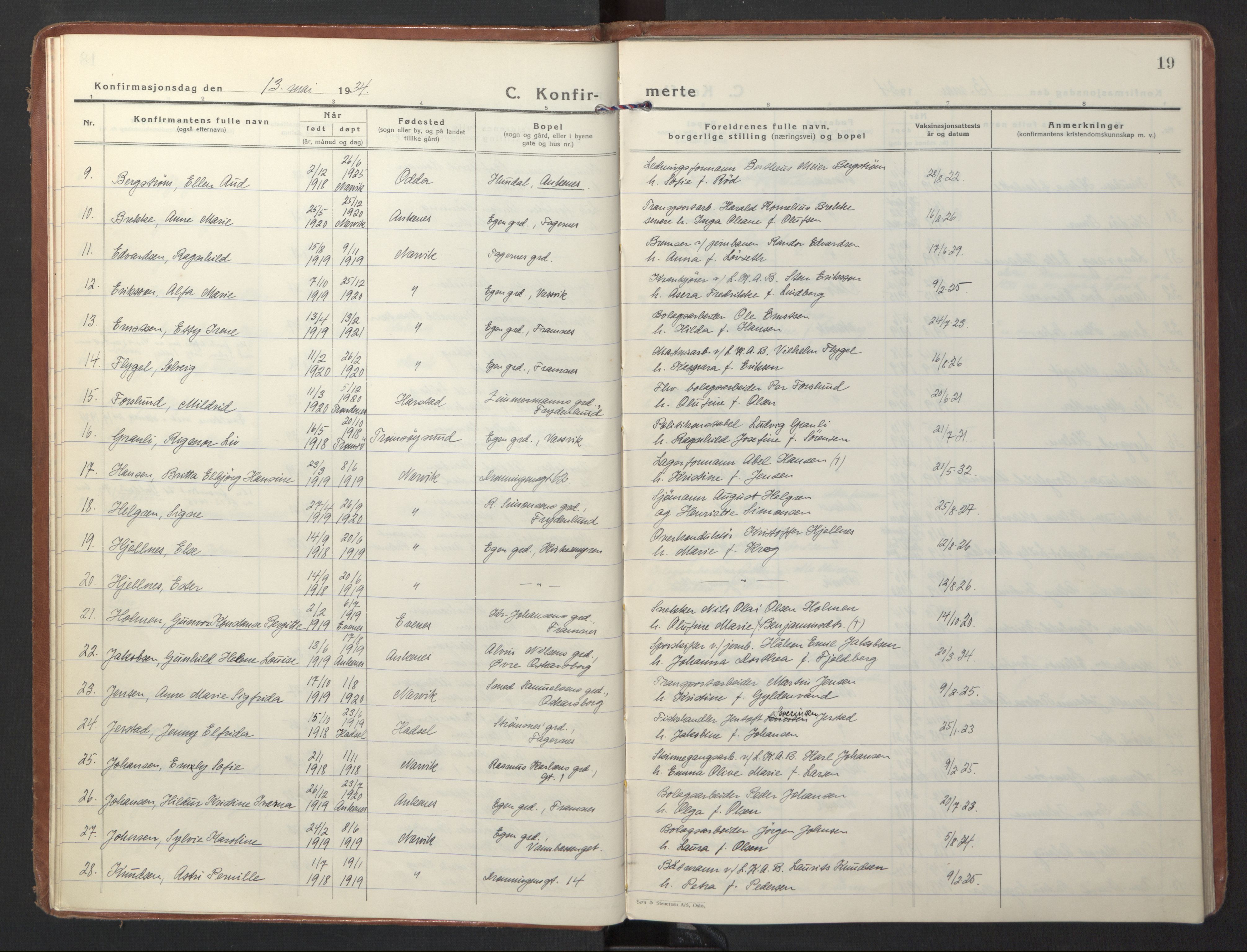 Ministerialprotokoller, klokkerbøker og fødselsregistre - Nordland, AV/SAT-A-1459/871/L1007: Ministerialbok nr. 871A23, 1932-1942, s. 19