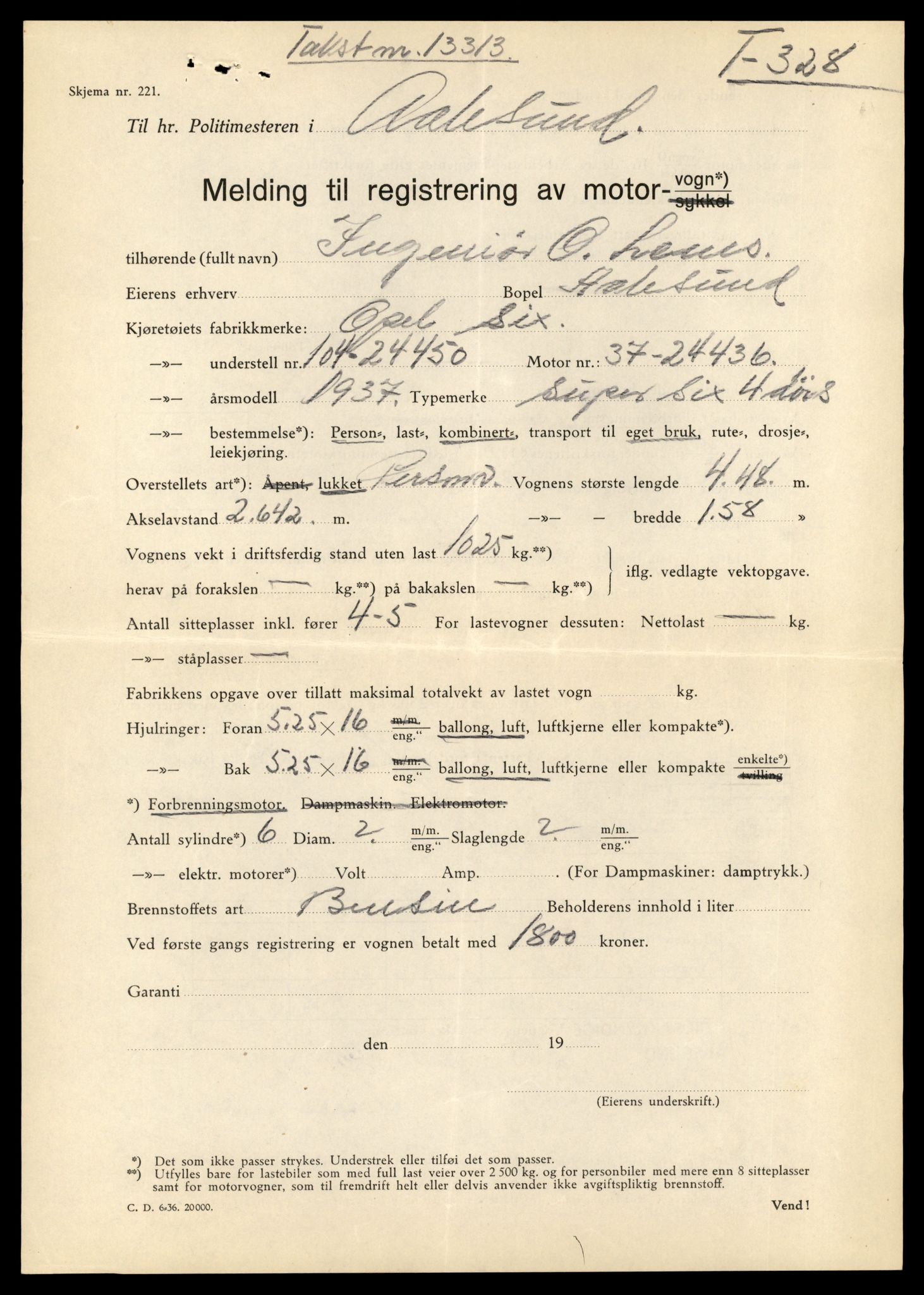 Møre og Romsdal vegkontor - Ålesund trafikkstasjon, AV/SAT-A-4099/F/Fe/L0003: Registreringskort for kjøretøy T 232 - T 340, 1927-1998, s. 2740