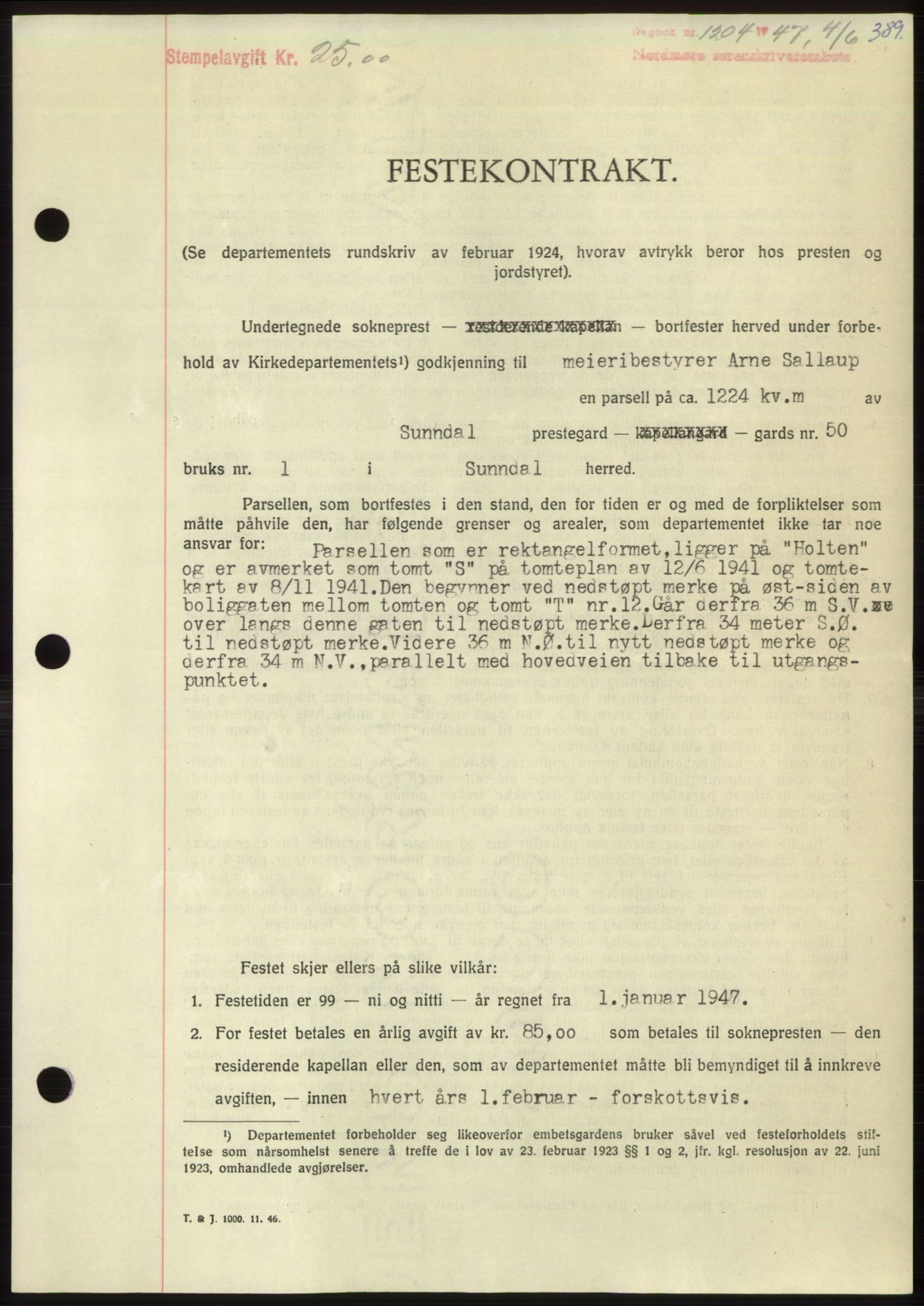 Nordmøre sorenskriveri, AV/SAT-A-4132/1/2/2Ca: Pantebok nr. B96, 1947-1947, Dagboknr: 1204/1947