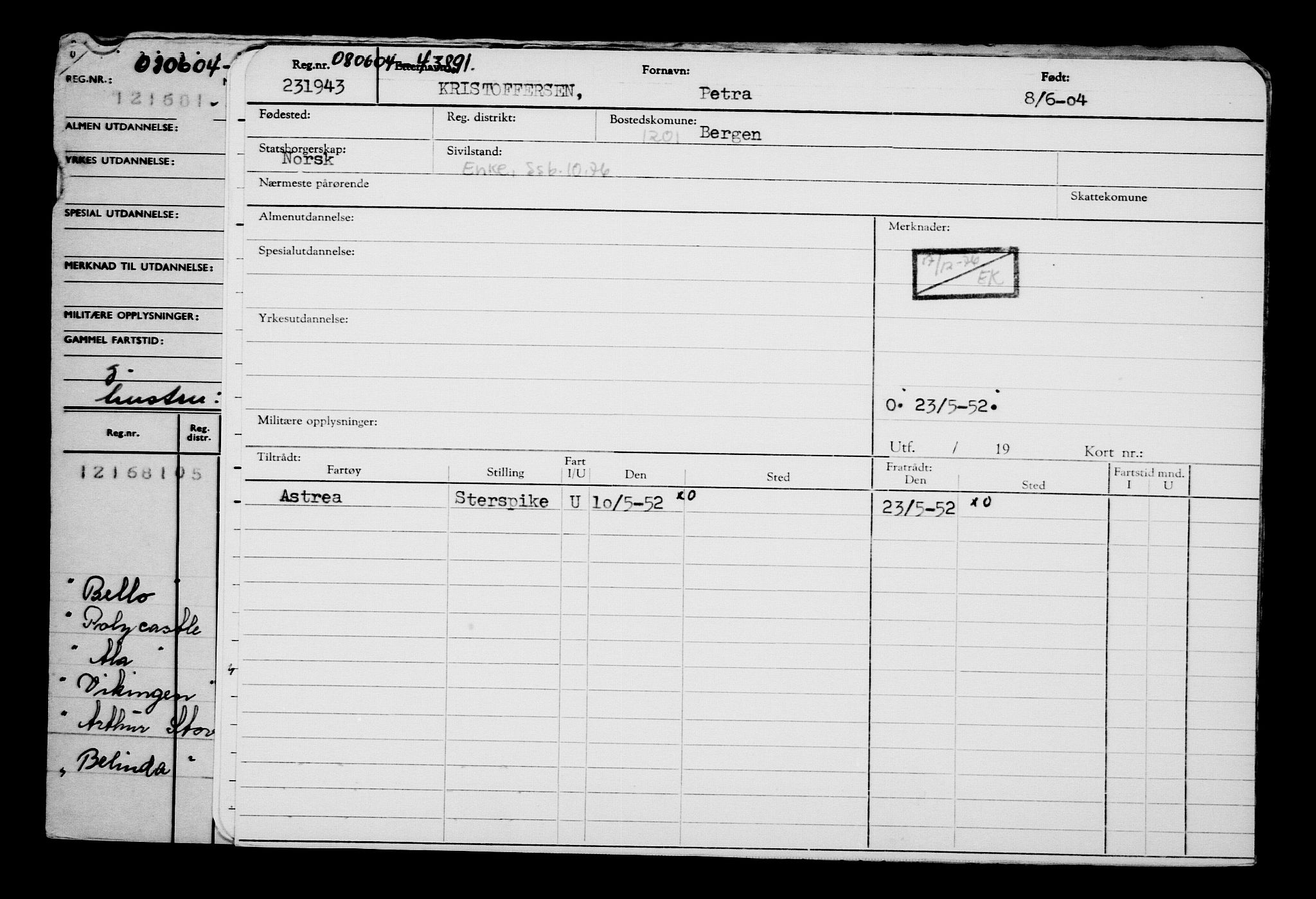 Direktoratet for sjømenn, AV/RA-S-3545/G/Gb/L0054: Hovedkort, 1904, s. 63