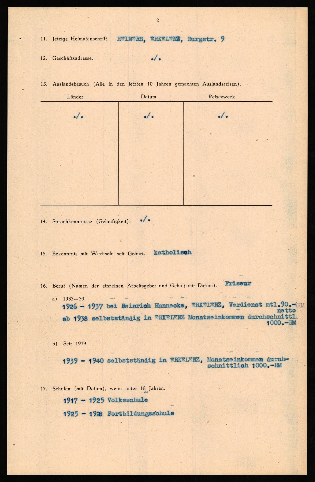 Forsvaret, Forsvarets overkommando II, AV/RA-RAFA-3915/D/Db/L0027: CI Questionaires. Tyske okkupasjonsstyrker i Norge. Tyskere., 1945-1946, s. 151