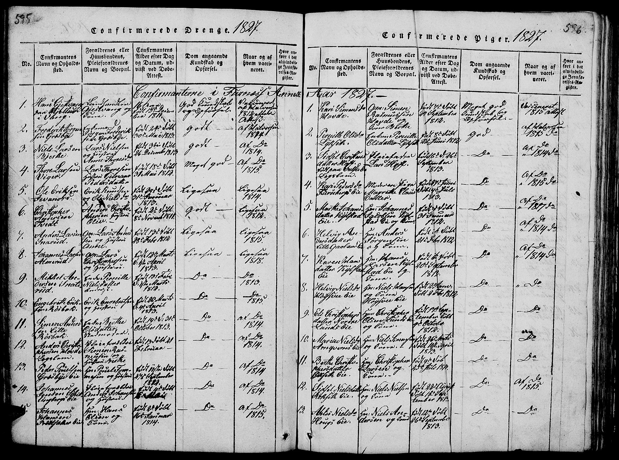 Vang prestekontor, Hedmark, AV/SAH-PREST-008/H/Ha/Hab/L0005: Klokkerbok nr. 5, 1815-1836, s. 595-596