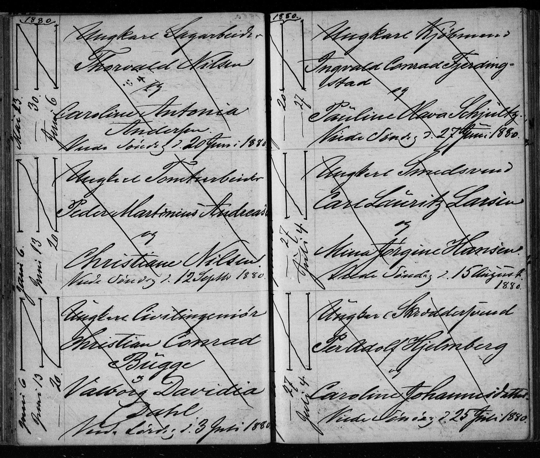 Bragernes kirkebøker, AV/SAKO-A-6/H/Ha/L0006: Lysningsprotokoll nr. 6, 1873-1896