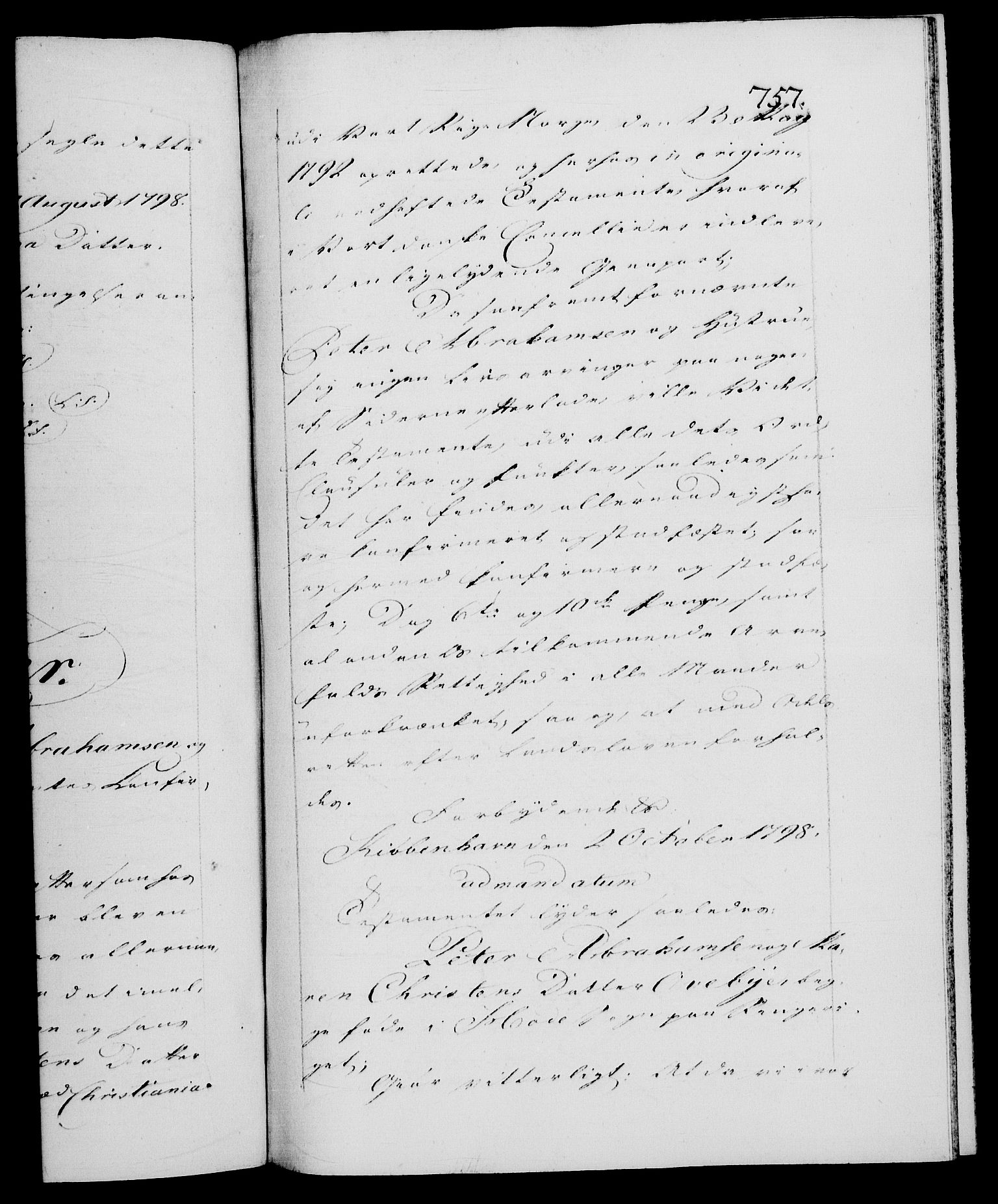 Danske Kanselli 1572-1799, AV/RA-EA-3023/F/Fc/Fca/Fcaa/L0058: Norske registre, 1798, s. 757a