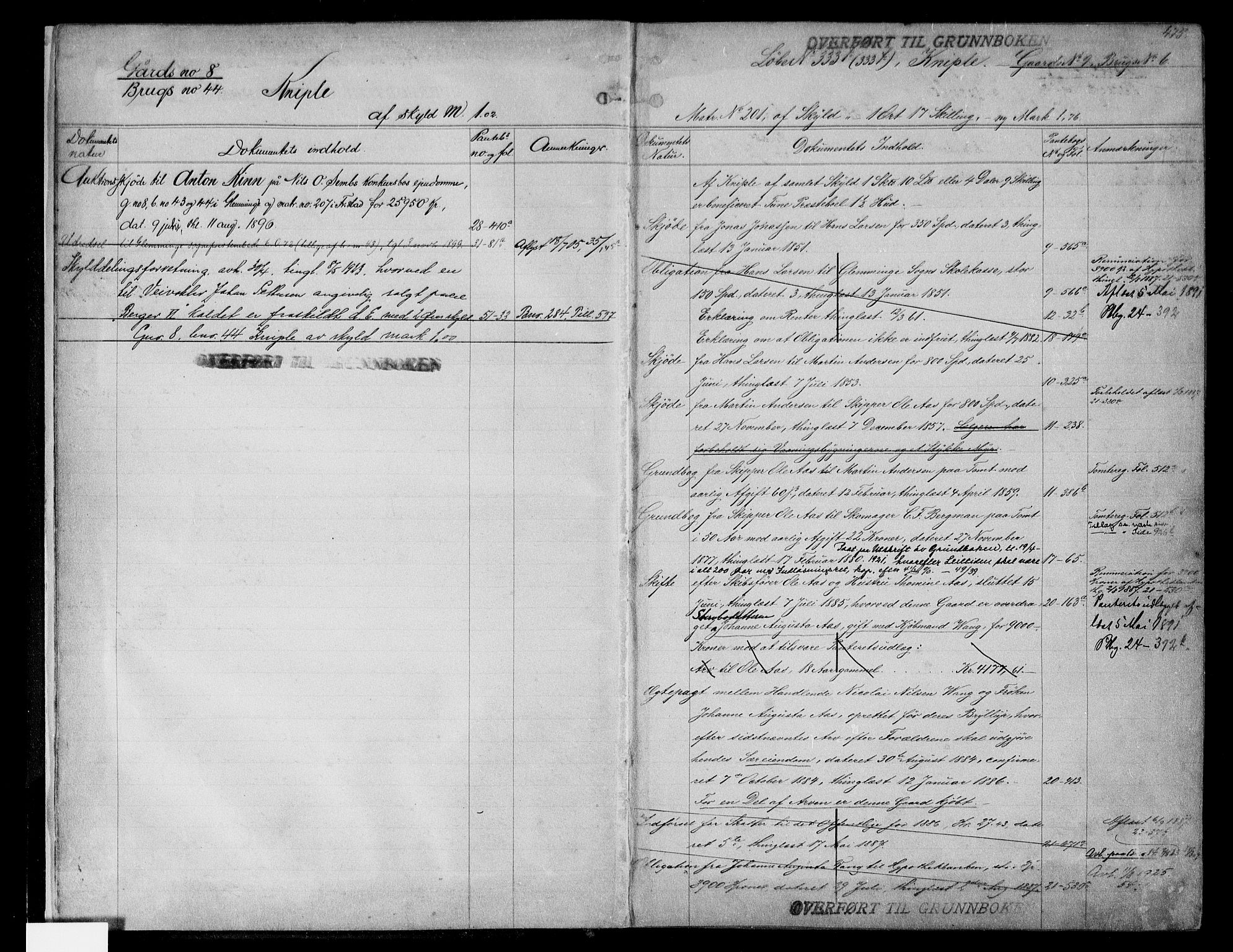 Onsøy sorenskriveri, AV/SAO-A-10474/G/Gb/Gba/L0009: Panteregister nr. I B-1a, 1886, s. 475