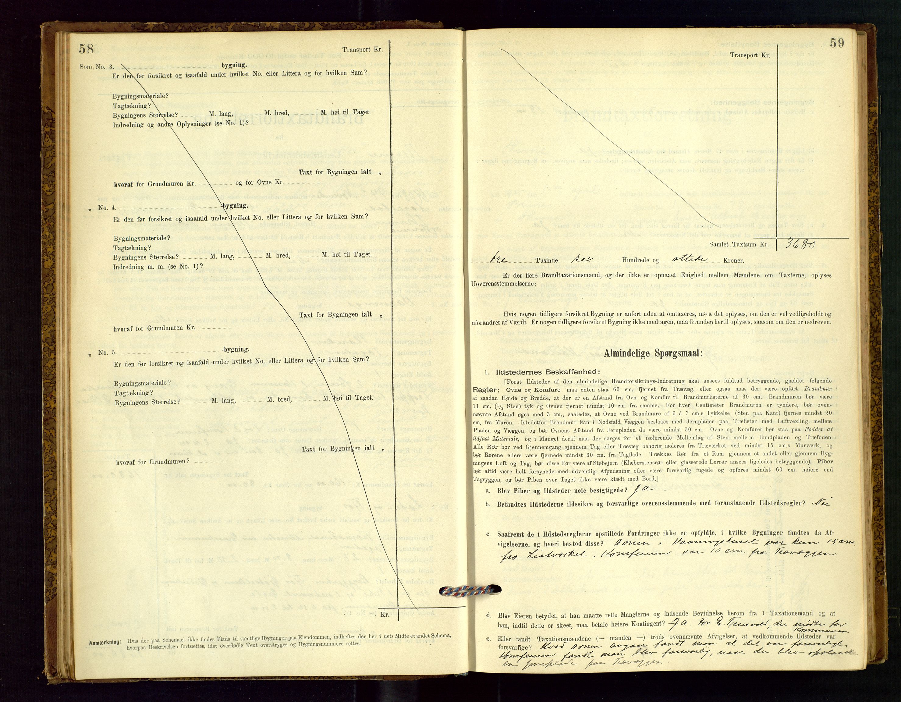 Time lensmannskontor, SAST/A-100420/Gob/L0001: Branntakstprotokoll, 1896-1914, s. 58-59