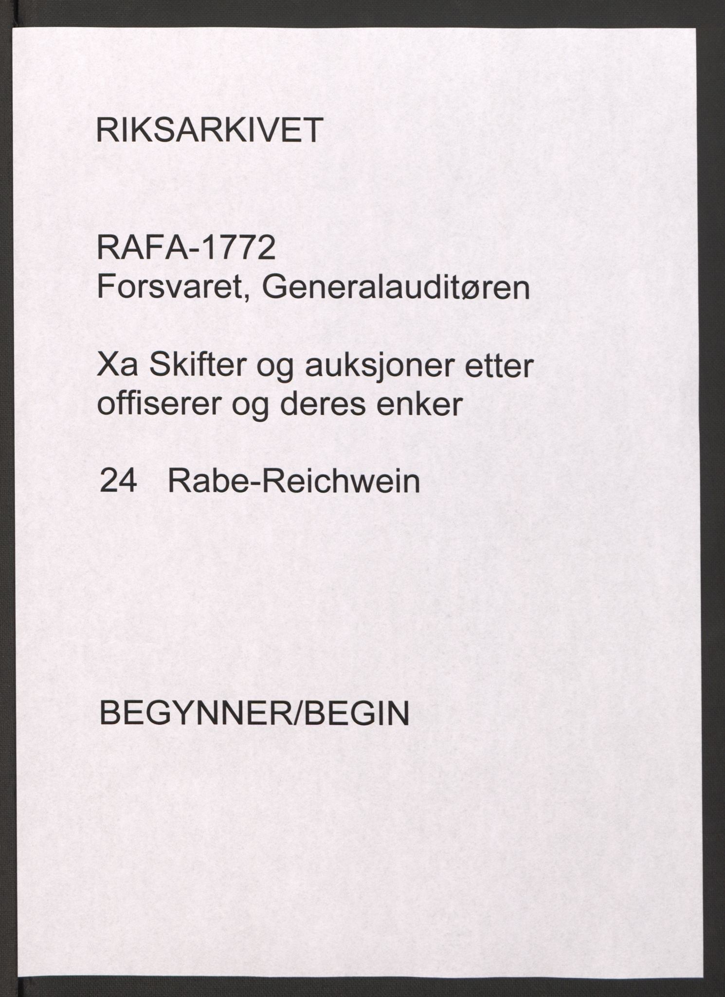Forsvaret, Generalauditøren, RA/RAFA-1772/F/Fj/Fja/L0024: --, 1751-1814, s. 1