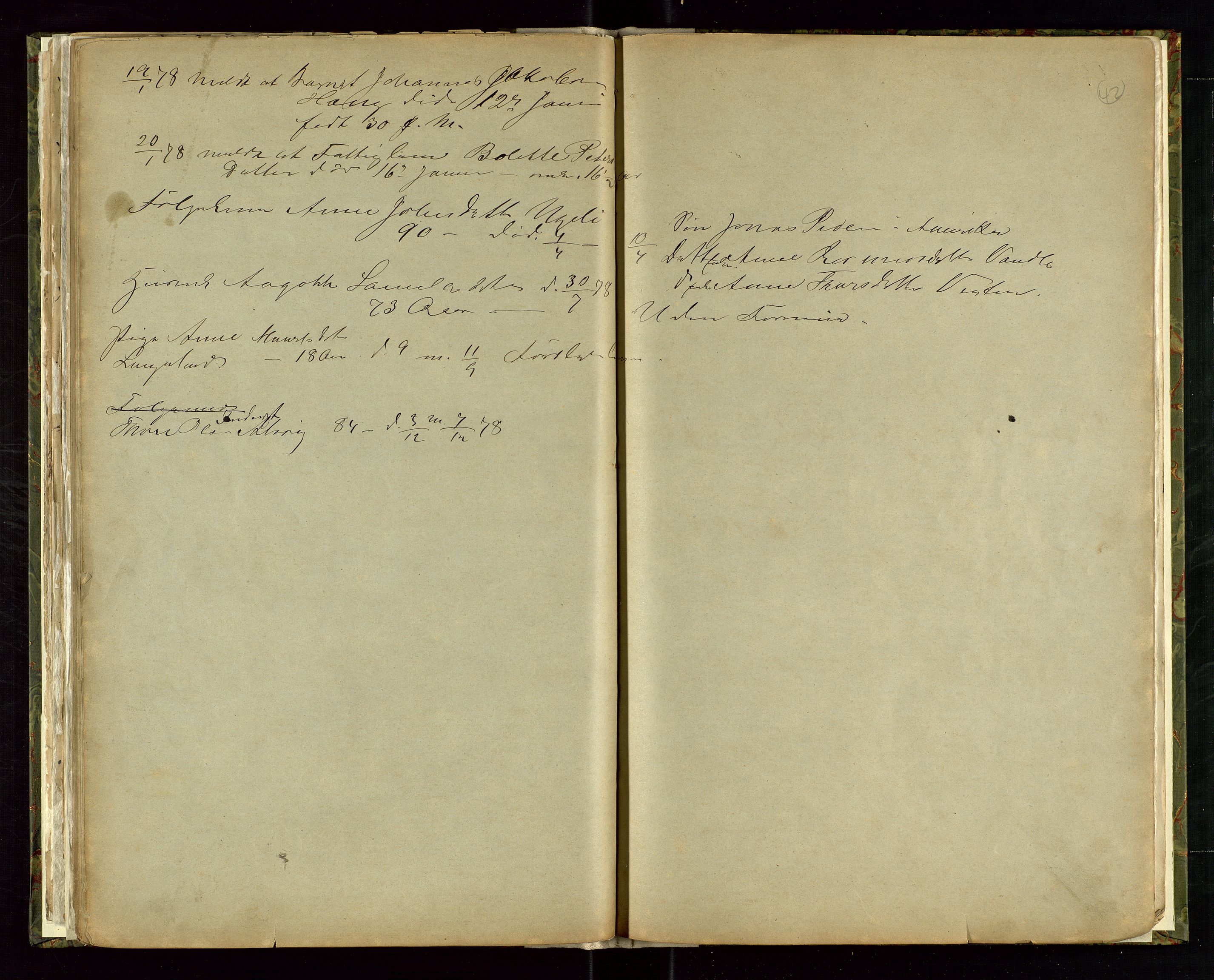 Strand og Forsand lensmannskontor, AV/SAST-A-100451/Gga/L0001: Dødsfallsprotokoll, 1865-1886, s. 42