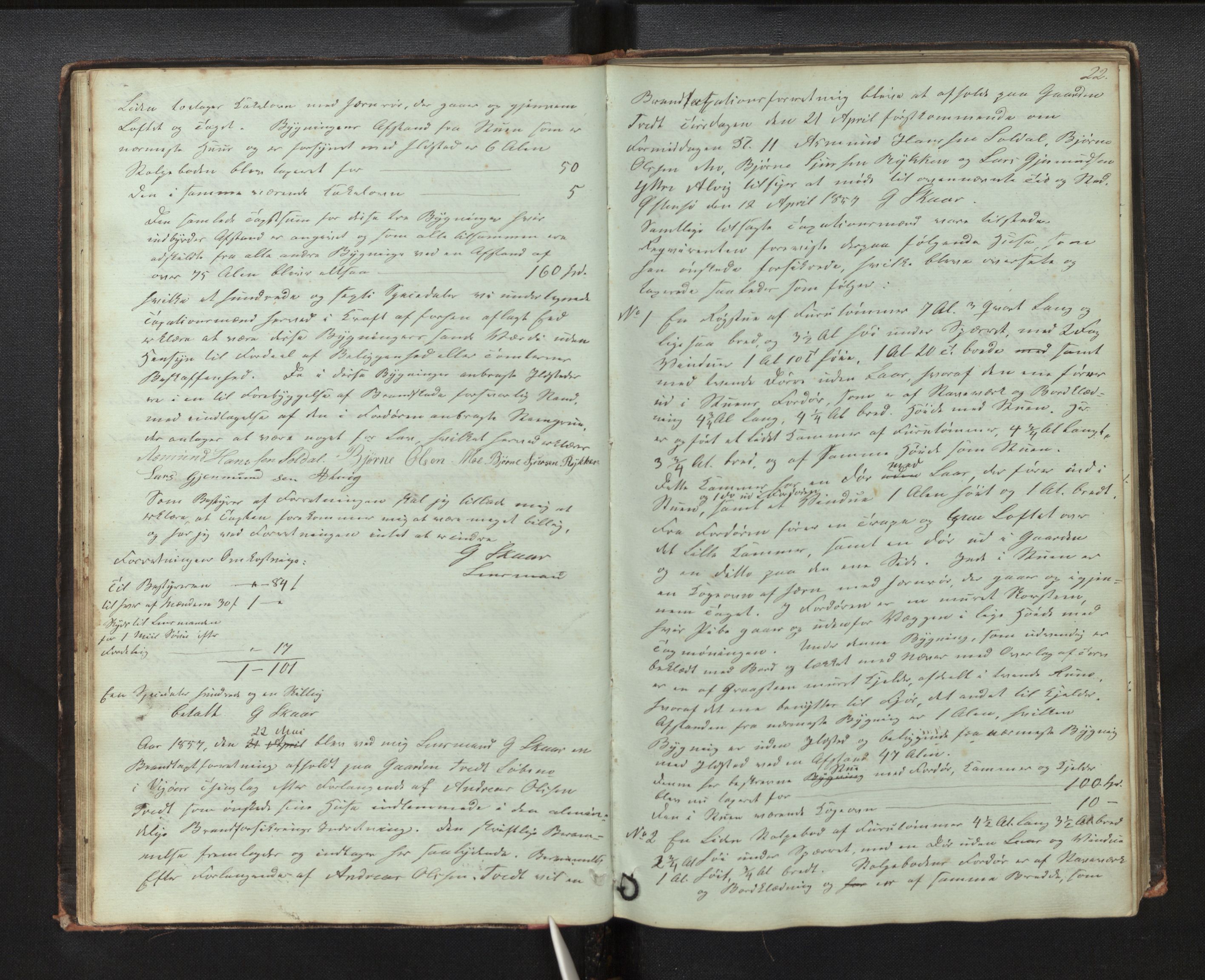 Lensmannen i Kvam, AV/SAB-A-33201/0012/L0001: Branntakstprotokoll, 1851-1881, s. 21b-22a