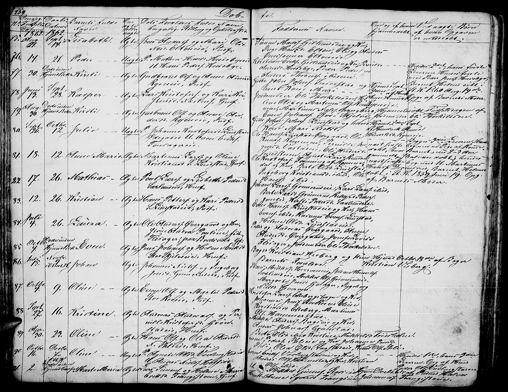 Stange prestekontor, AV/SAH-PREST-002/L/L0003: Klokkerbok nr. 3, 1840-1864, s. 159