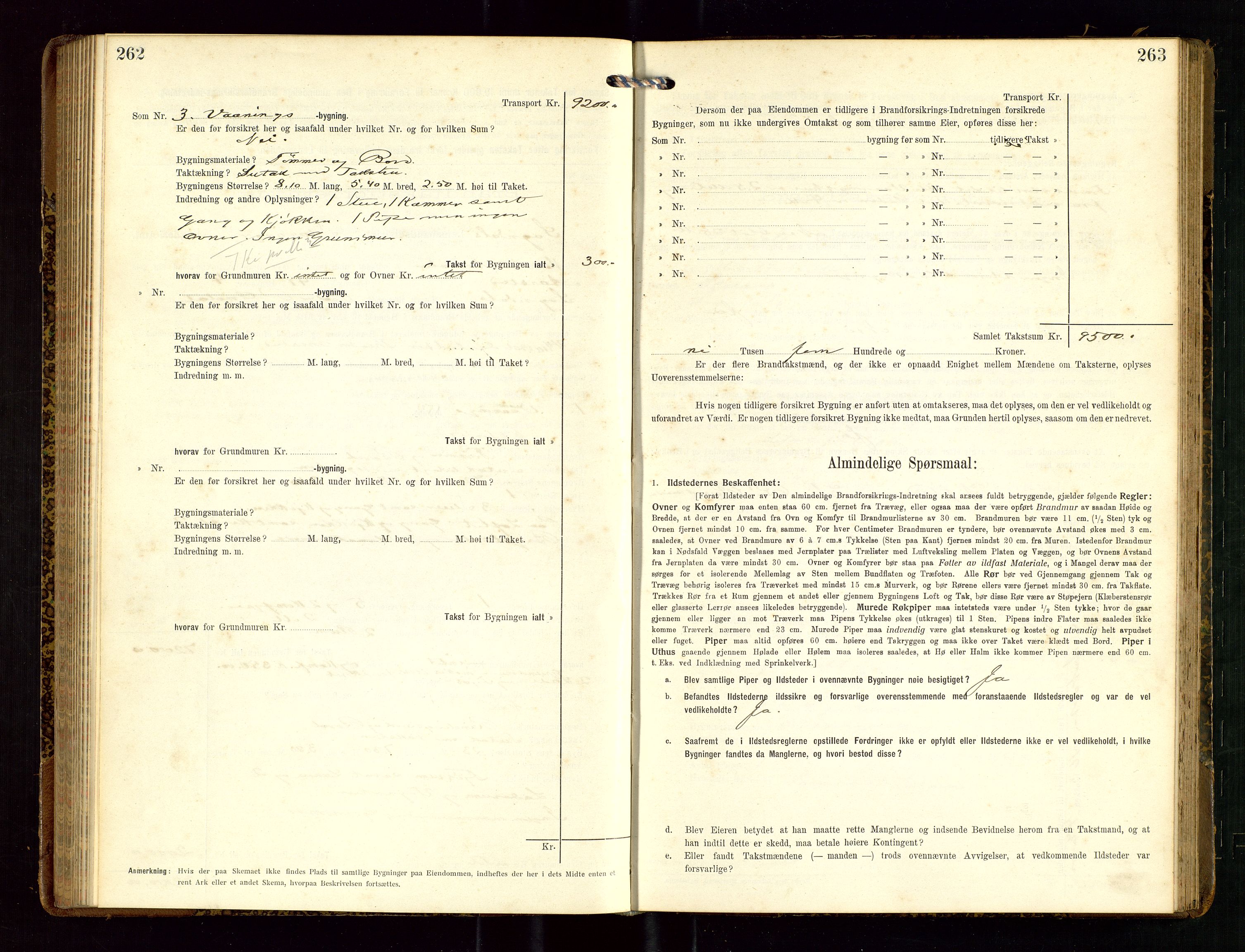 Sokndal lensmannskontor, AV/SAST-A-100417/Gob/L0003: "Brandtakst-Protokol", 1914-1917, s. 262-263