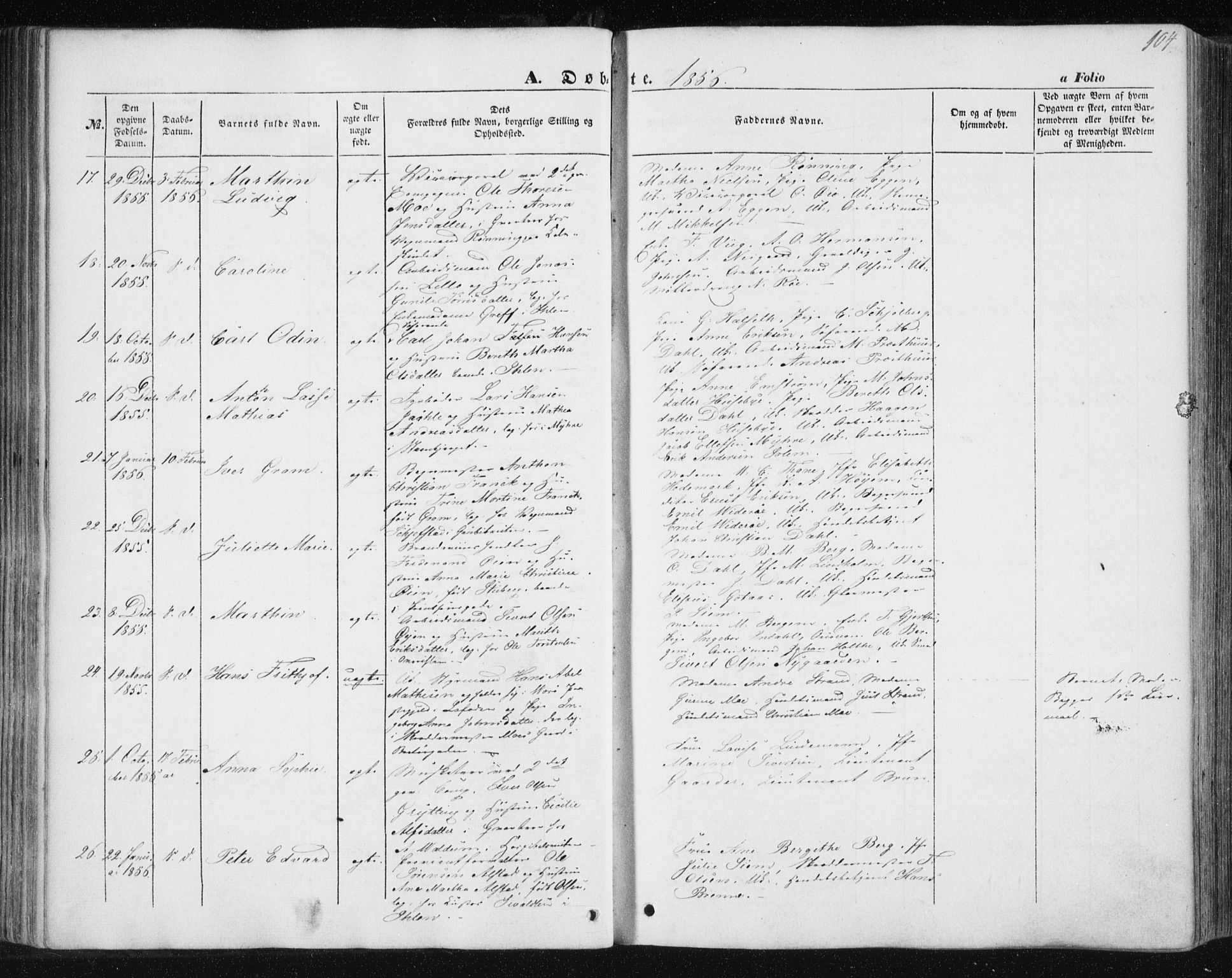 Ministerialprotokoller, klokkerbøker og fødselsregistre - Sør-Trøndelag, SAT/A-1456/602/L0112: Ministerialbok nr. 602A10, 1848-1859, s. 104