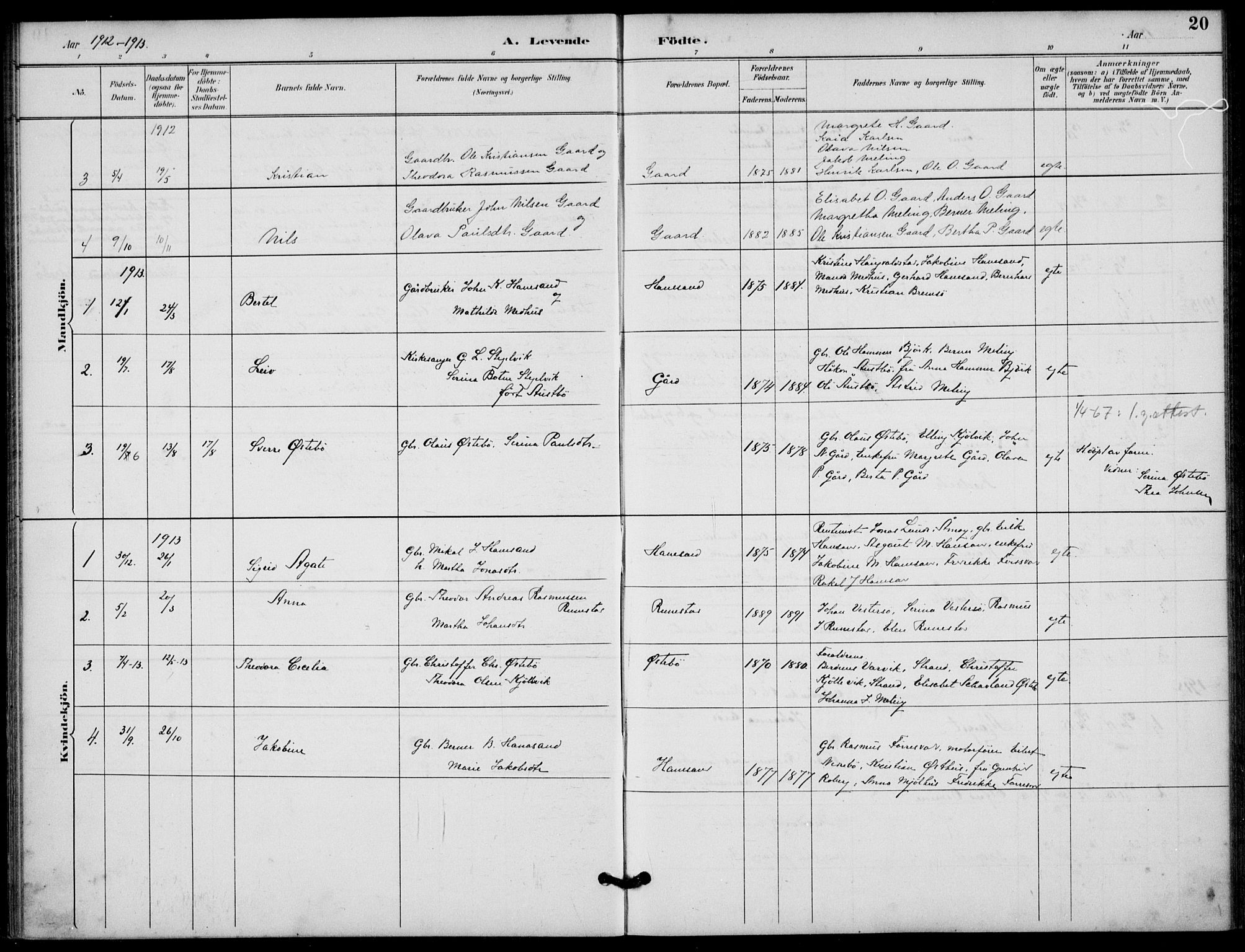 Finnøy sokneprestkontor, AV/SAST-A-101825/H/Ha/Haa/L0012: Ministerialbok nr. A 12, 1889-1917, s. 20