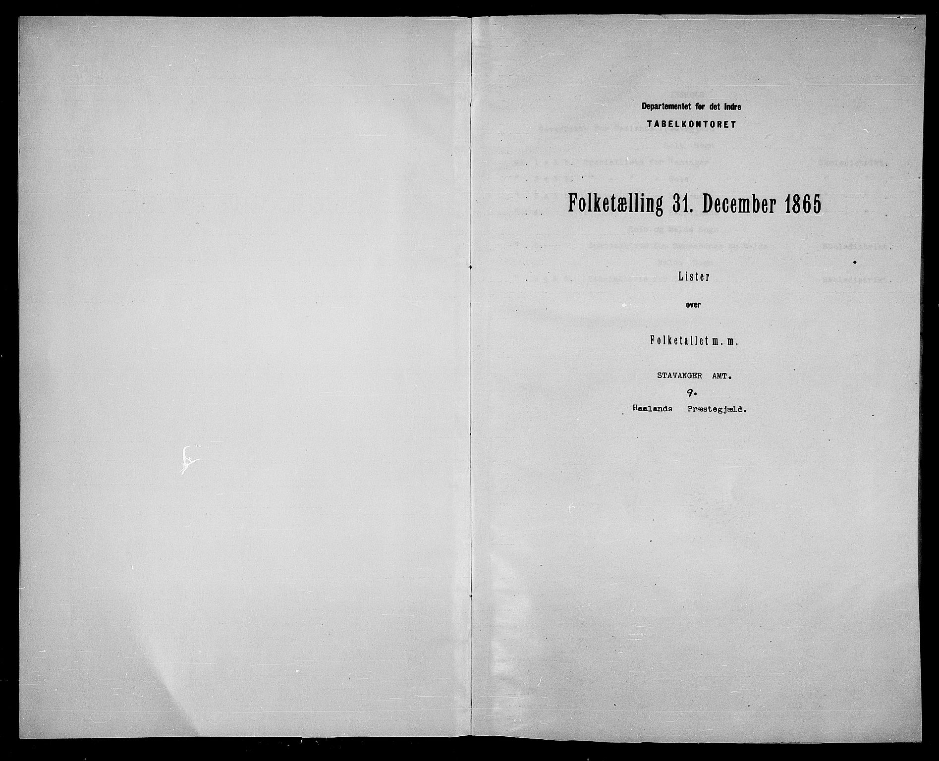RA, Folketelling 1865 for 1124P Håland prestegjeld, 1865, s. 3