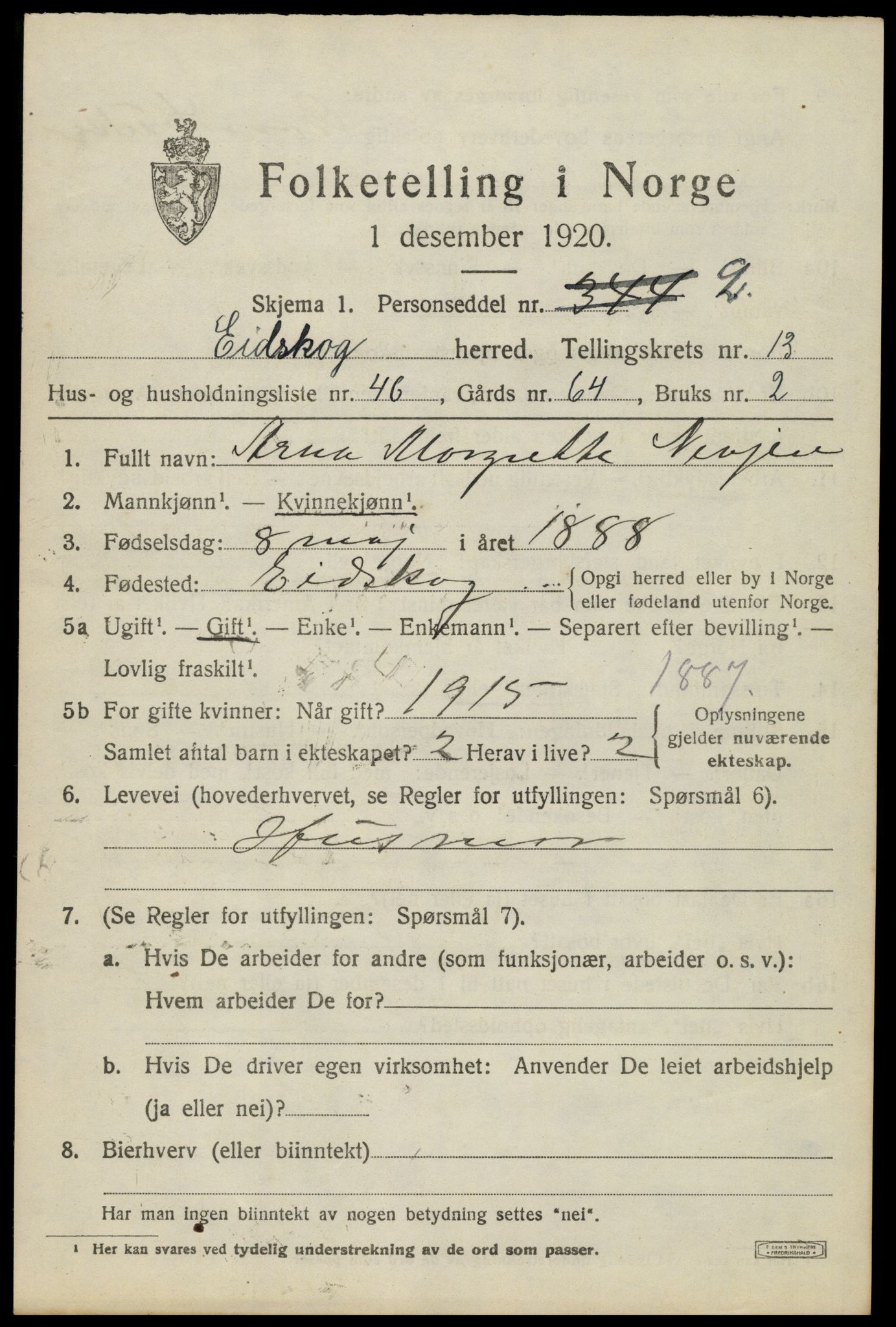 SAH, Folketelling 1920 for 0420 Eidskog herred, 1920, s. 12597