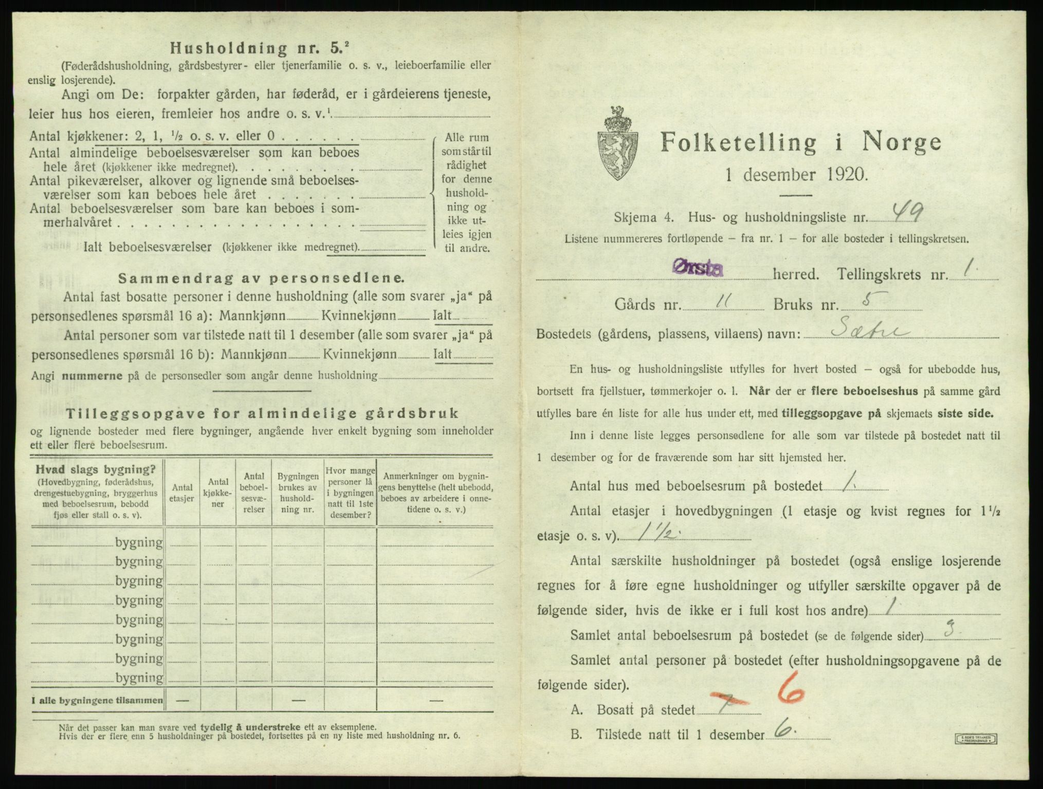 SAT, Folketelling 1920 for 1520 Ørsta herred, 1920, s. 136