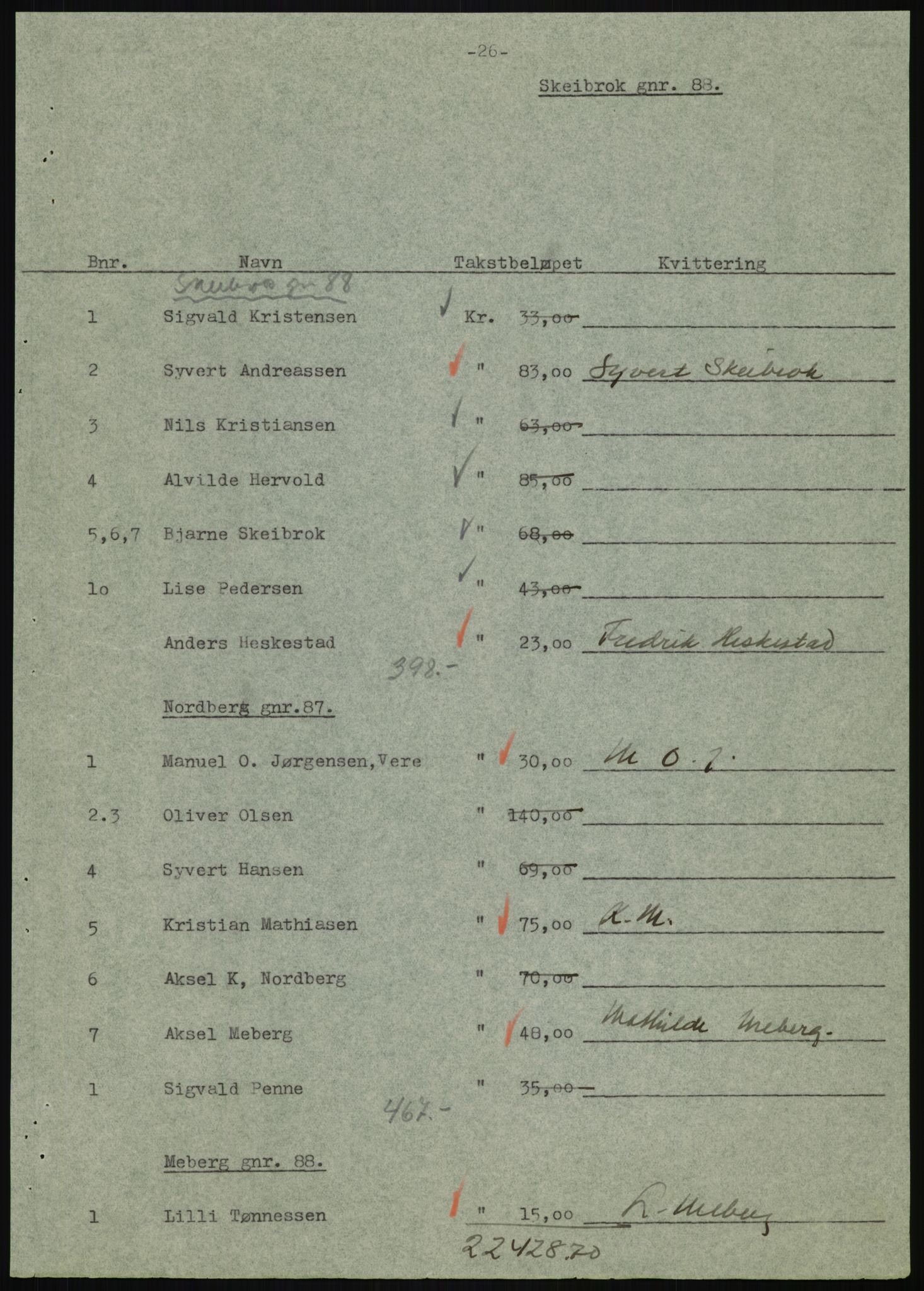Forsvarsdepartementet, 10. kontor / Oppgjørskontoret, AV/RA-RAFA-1225/D/Db/L0180: Lista oppgjørskontor, 1942-1952, s. 999