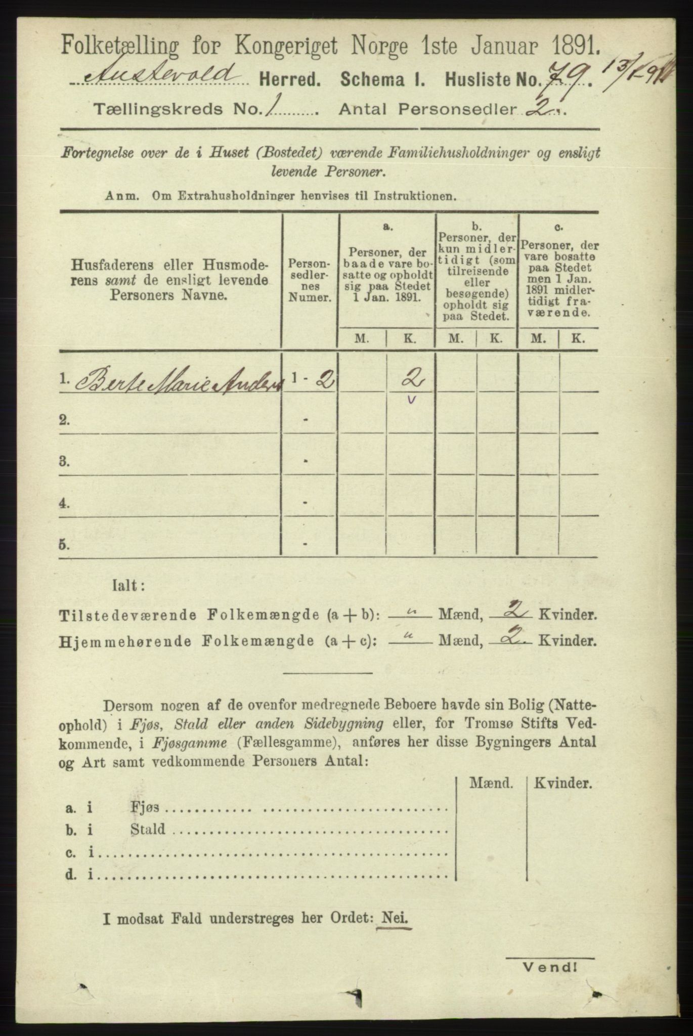 RA, Folketelling 1891 for 1244 Austevoll herred, 1891, s. 96