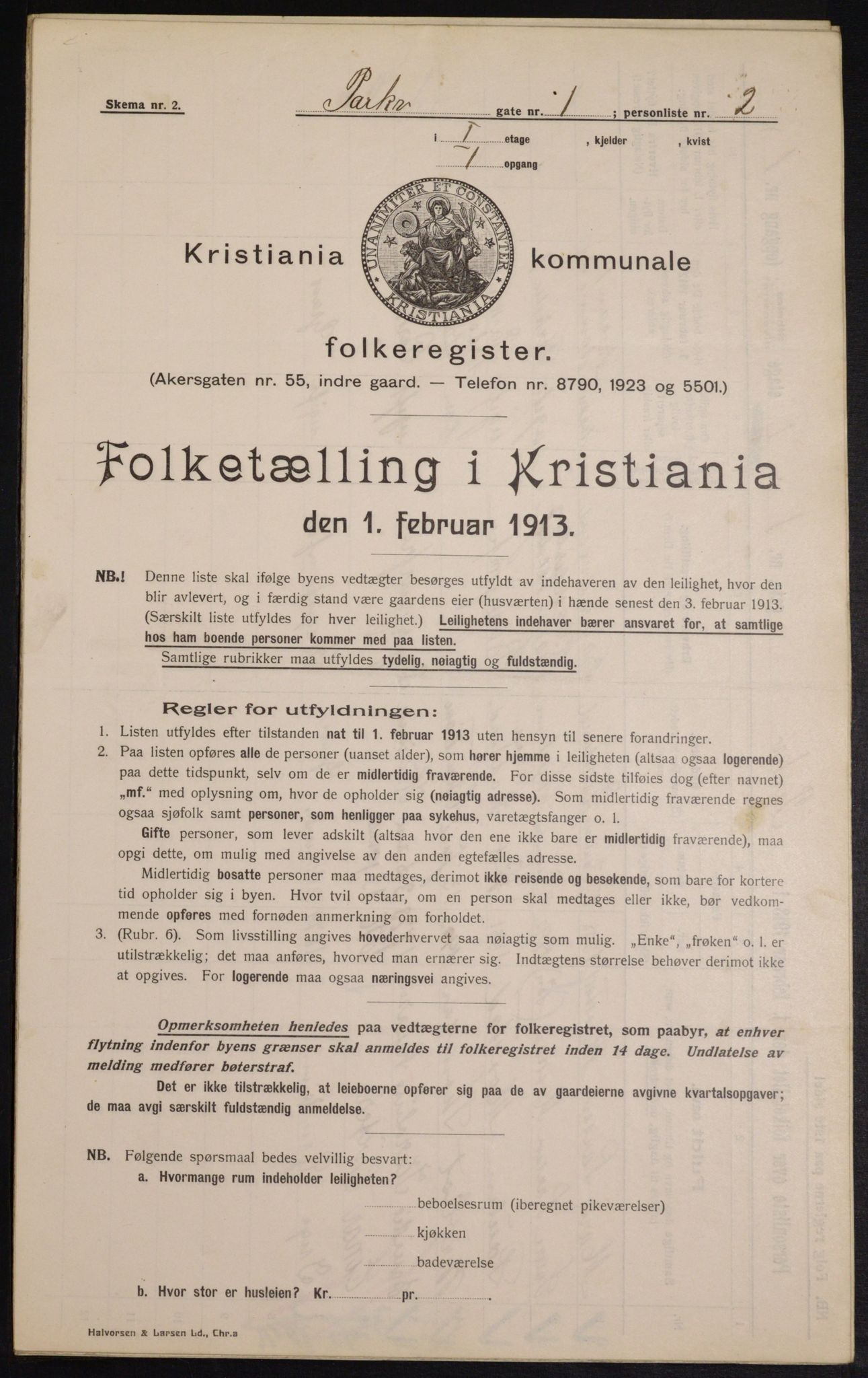 OBA, Kommunal folketelling 1.2.1913 for Kristiania, 1913, s. 77919