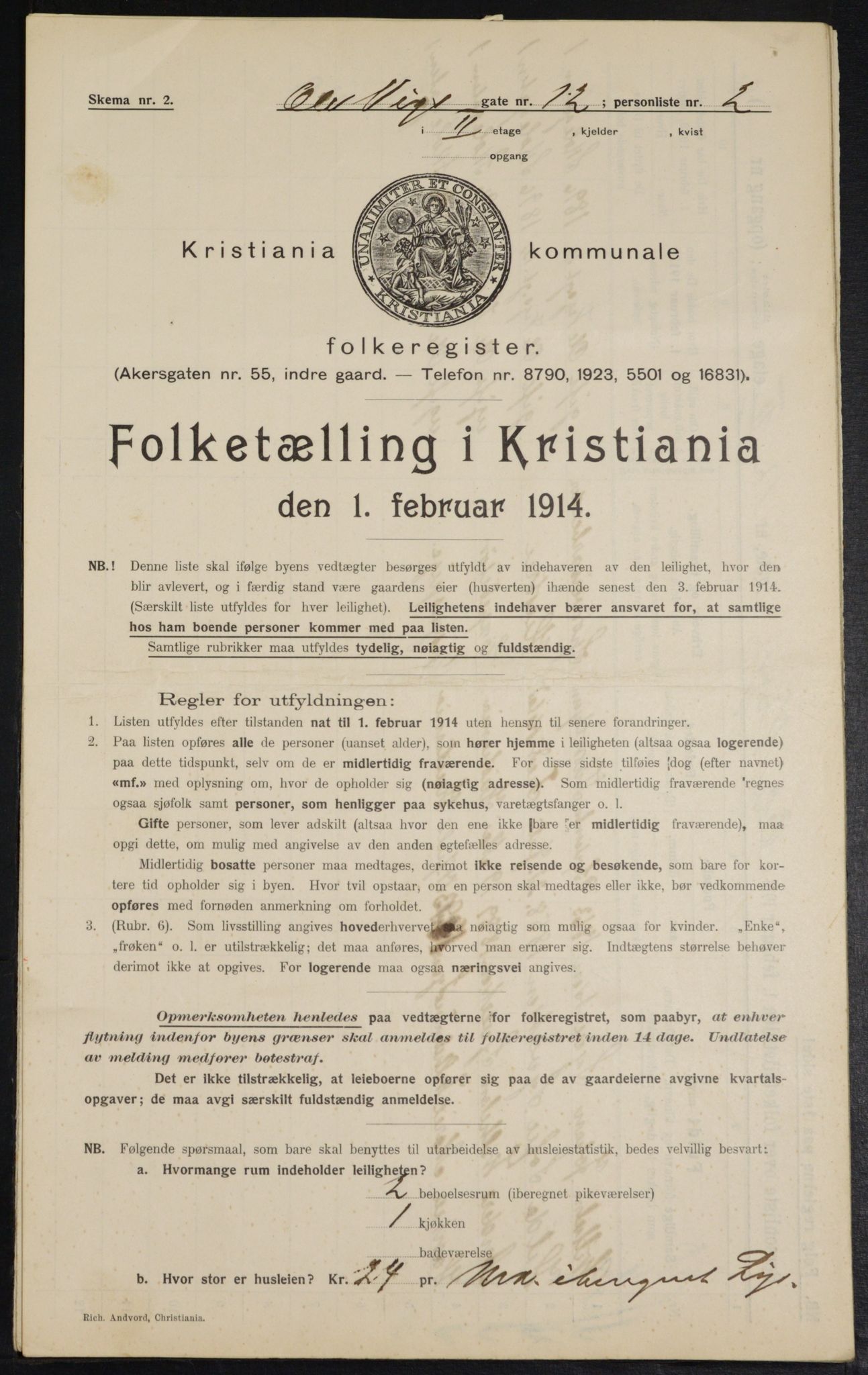 OBA, Kommunal folketelling 1.2.1914 for Kristiania, 1914, s. 75555