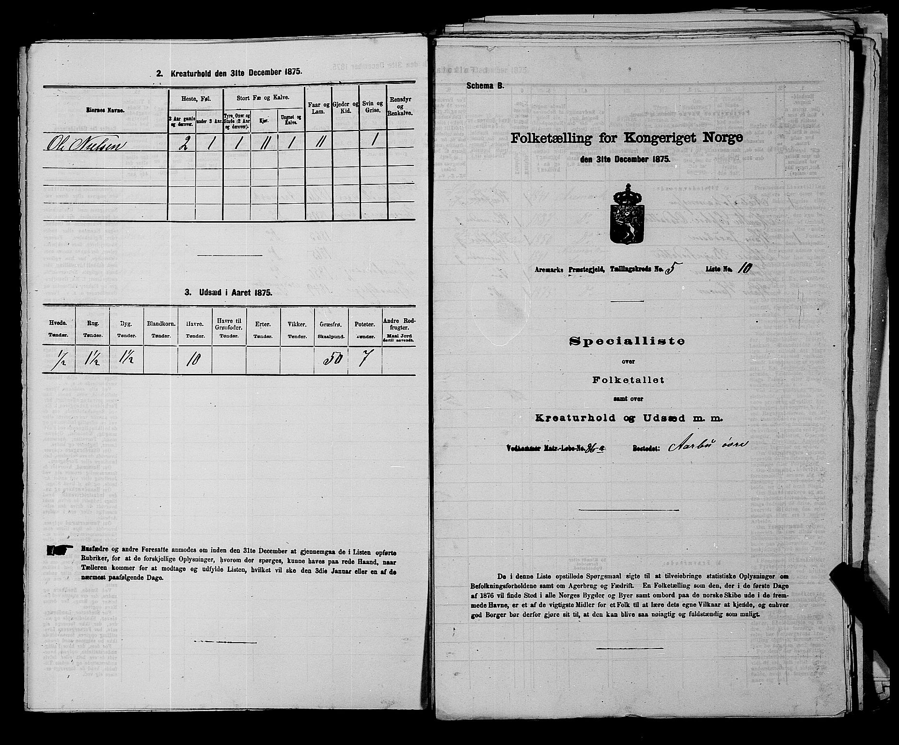 RA, Folketelling 1875 for 0118P Aremark prestegjeld, 1875, s. 663
