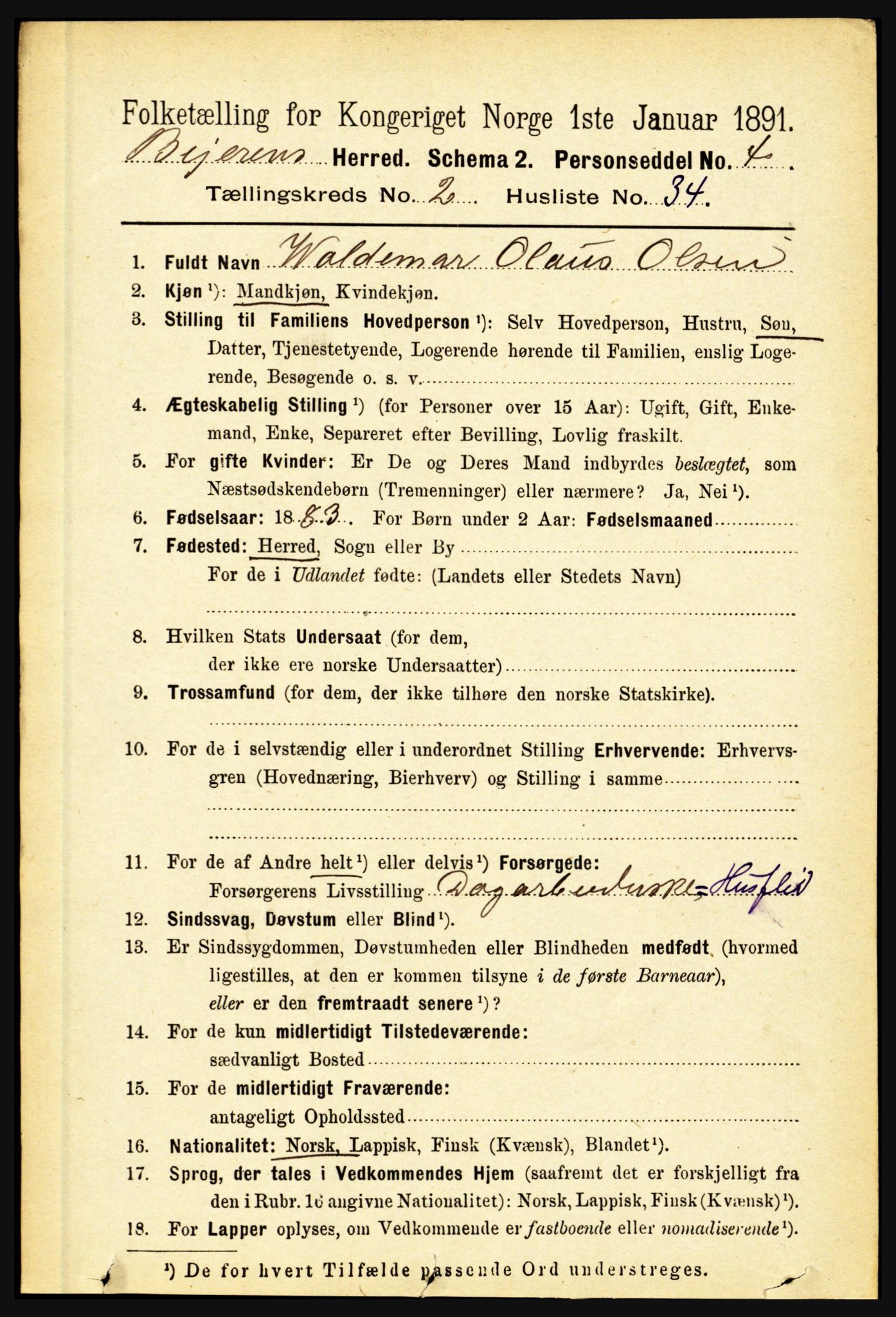 RA, Folketelling 1891 for 1839 Beiarn herred, 1891, s. 609