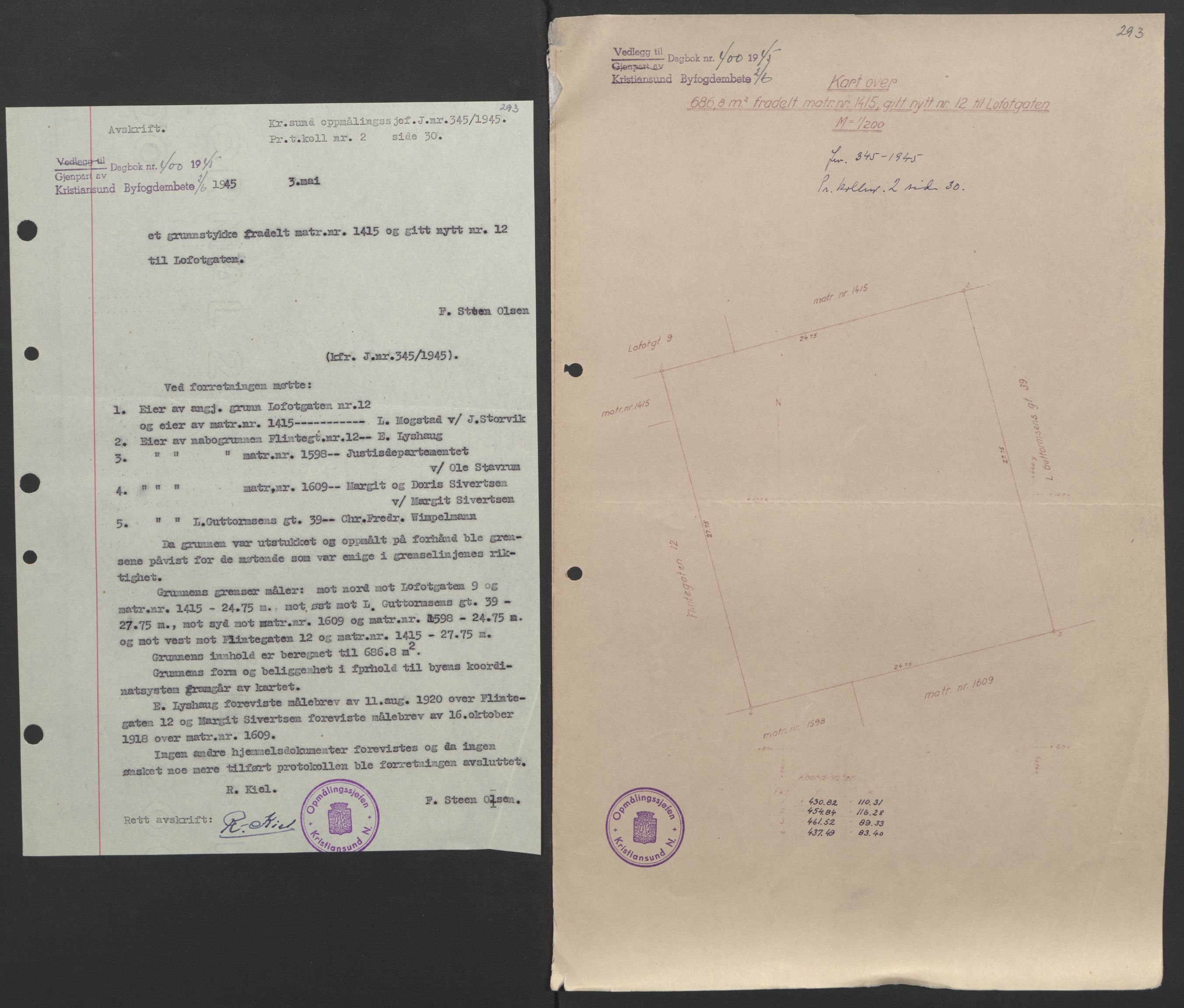 Kristiansund byfogd, AV/SAT-A-4587/A/27: Pantebok nr. 37, 1942-1945, Dagboknr: 400/1945