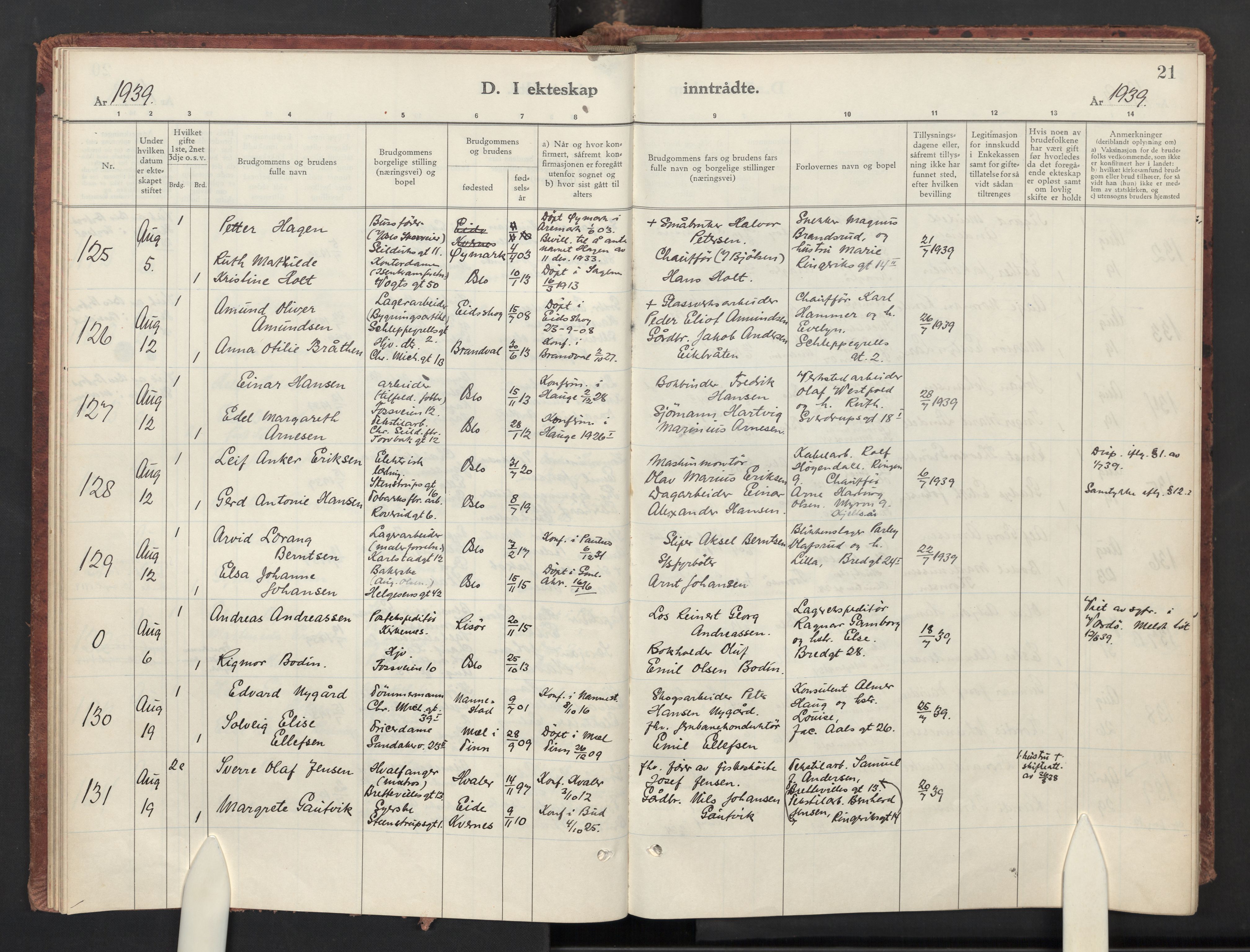 Paulus prestekontor Kirkebøker, AV/SAO-A-10871/F/Fa/L0031: Ministerialbok nr. 31, 1938-1948, s. 21